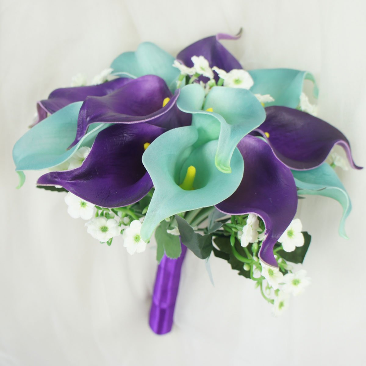 Purple Calla Lilies Bouquet with Crystals for Wedding Bridesmaids