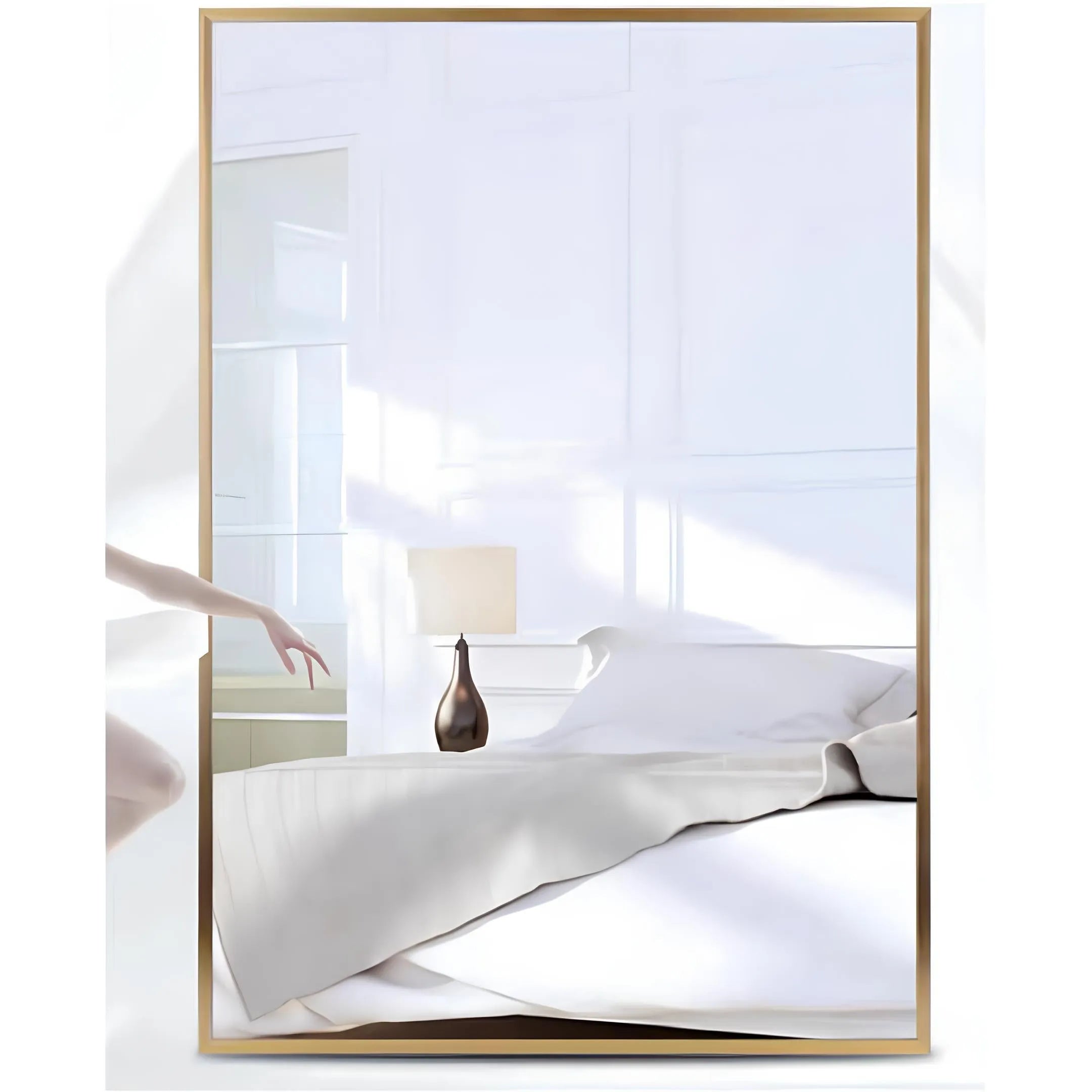 Gold Wall Mirror - Elegant Decorative Frame Mirror for Living Room, Bedroom & Bathroom - Perfect for Home Decor & Vanity Use