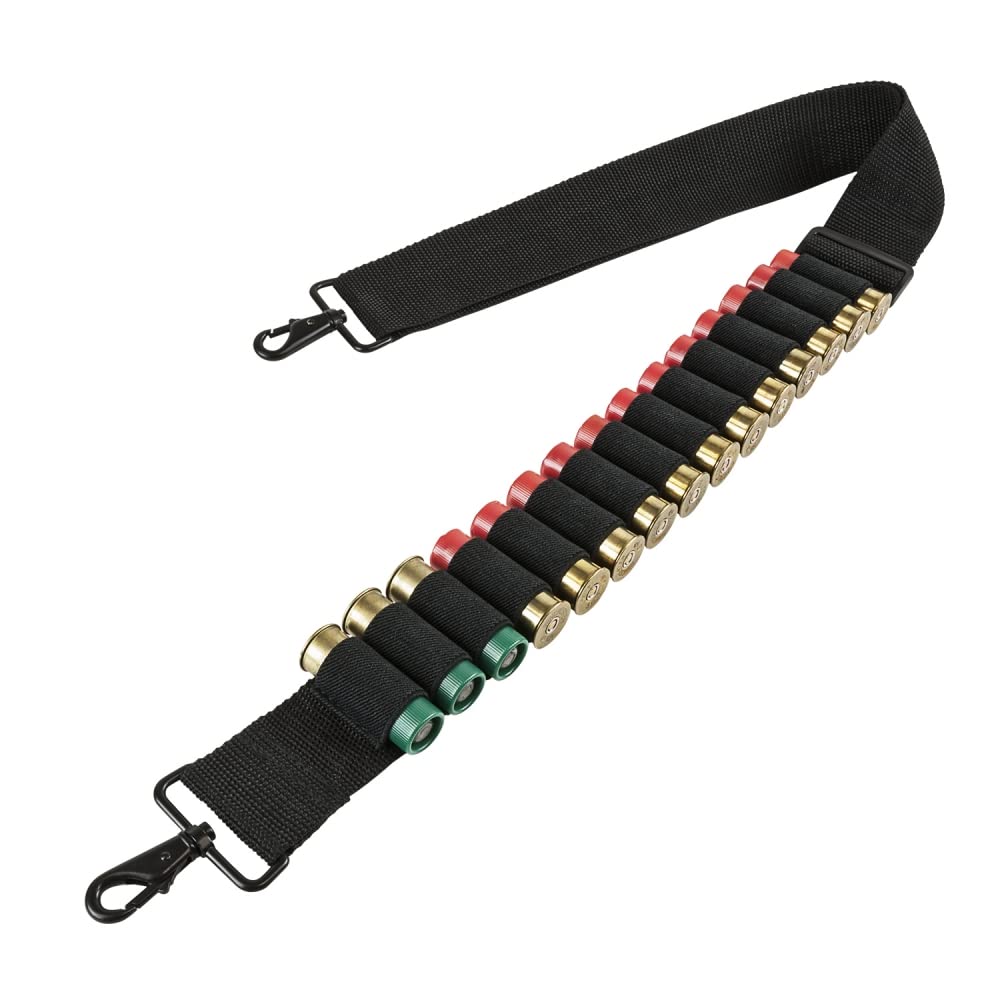 Trinity 15 Round Bandolier Ammo Shell Pouch with 2-Point Sling - Black Tactical Accessory for Mossberg 500 & Maverick 88 - Home Defense, Hunting, Military & Security Use - MOLLE Compatible Crossbody Shoulder Carrier