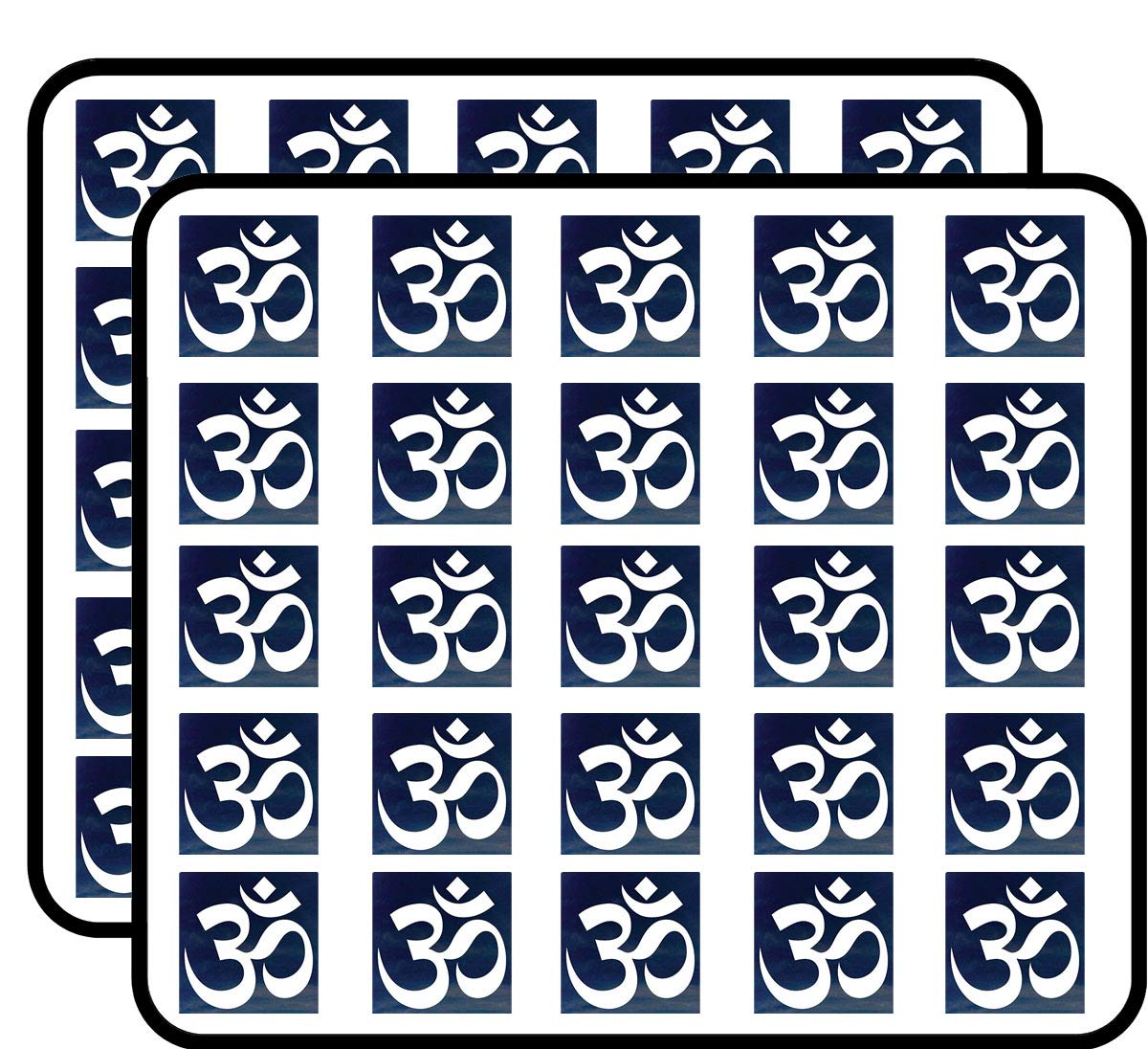 OM Symbol Hindu White Stickers - 50 Pack for Scrapbooking, Calendars, Arts & Crafts, Kids DIY Projects, Bullet Journals & Albums - Perfect for Spiritual Decor, Meditation Spaces & Yoga Studios