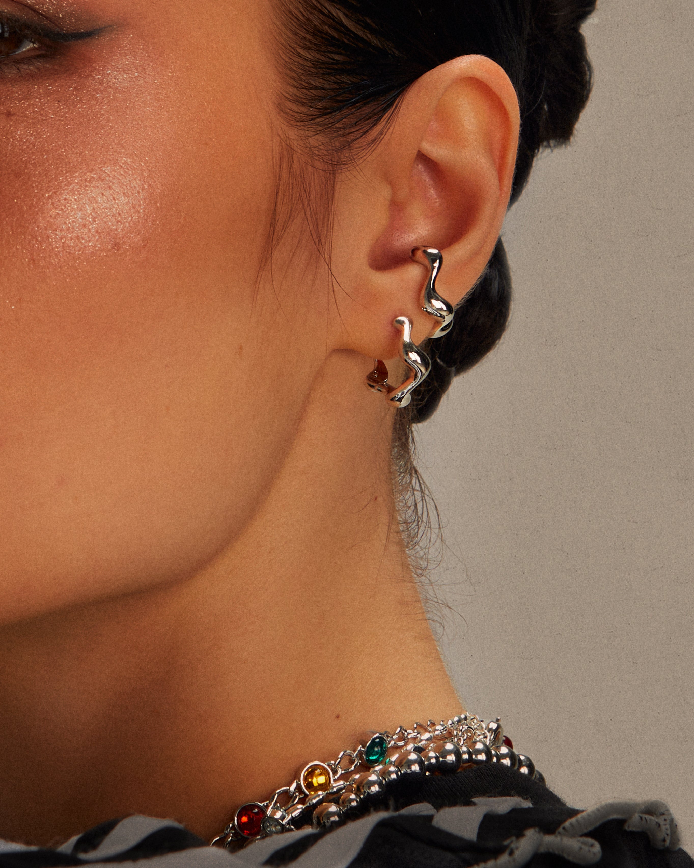 Trendy Silver Wave Hoop Earrings for Women - Boho Chic Dangle Earrings for Everyday Wear | Perfect for Parties, Beach Outings & Date Nights