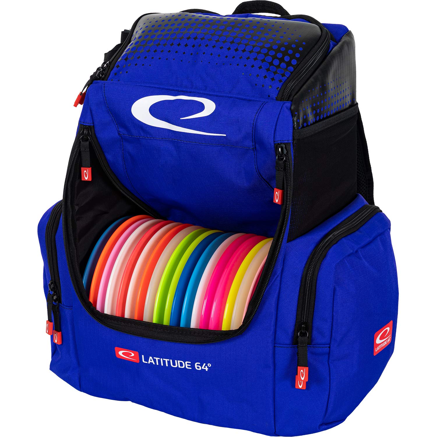 Latitude 64 Blue Core Pro Disc Golf Backpack - 18+ Disc Capacity with Putter Pockets & Extra Storage | Padded Straps & Back Support | Ultimate Frisbee Golf Bag for Tournaments & Outdoor Play