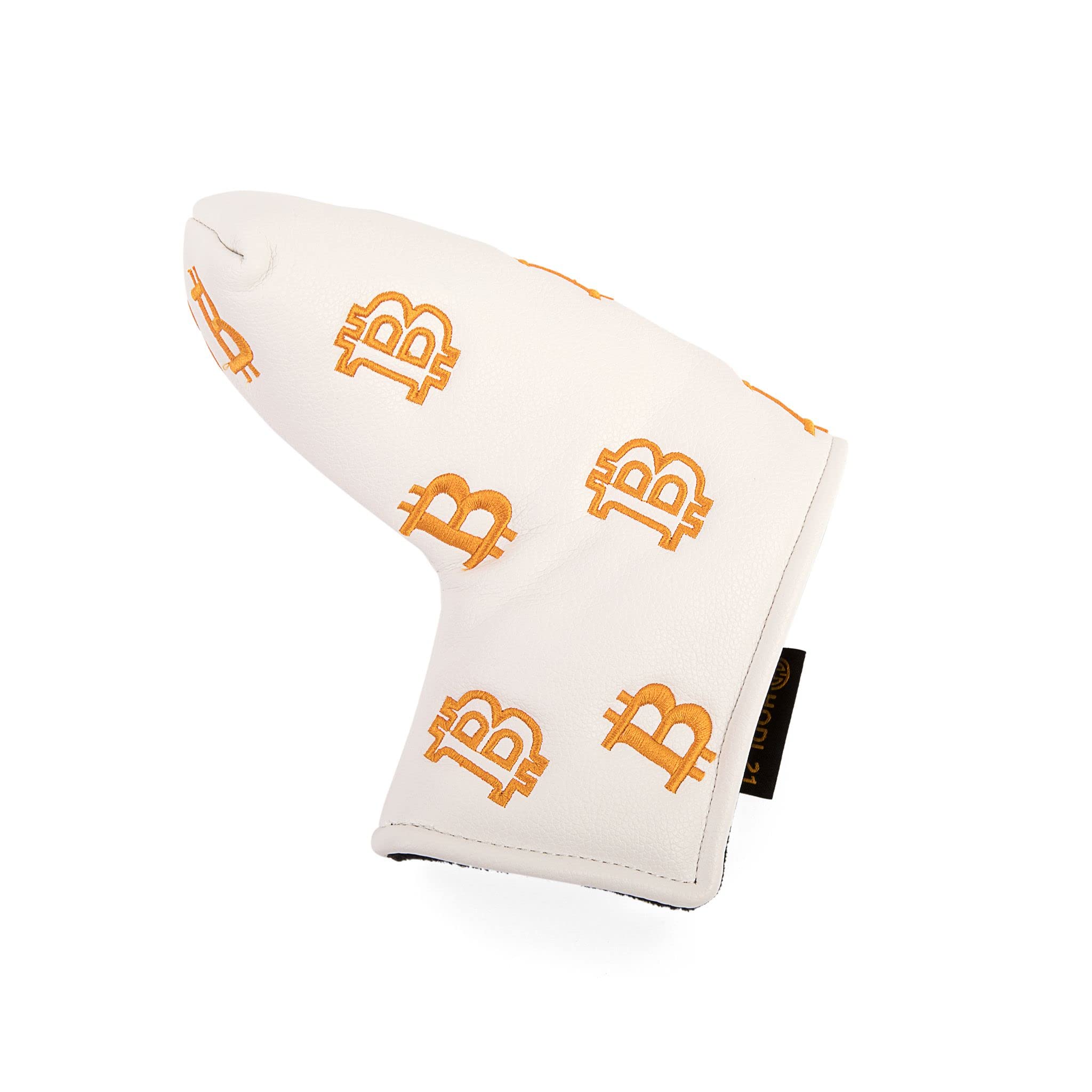 Bitcoin Golf Putter Cover for Blade Putters - Premium Golf Club Headcover for Protection - HODL 21 Golf Accessories (White) - Perfect for Crypto Enthusiasts & Golfers on the Course