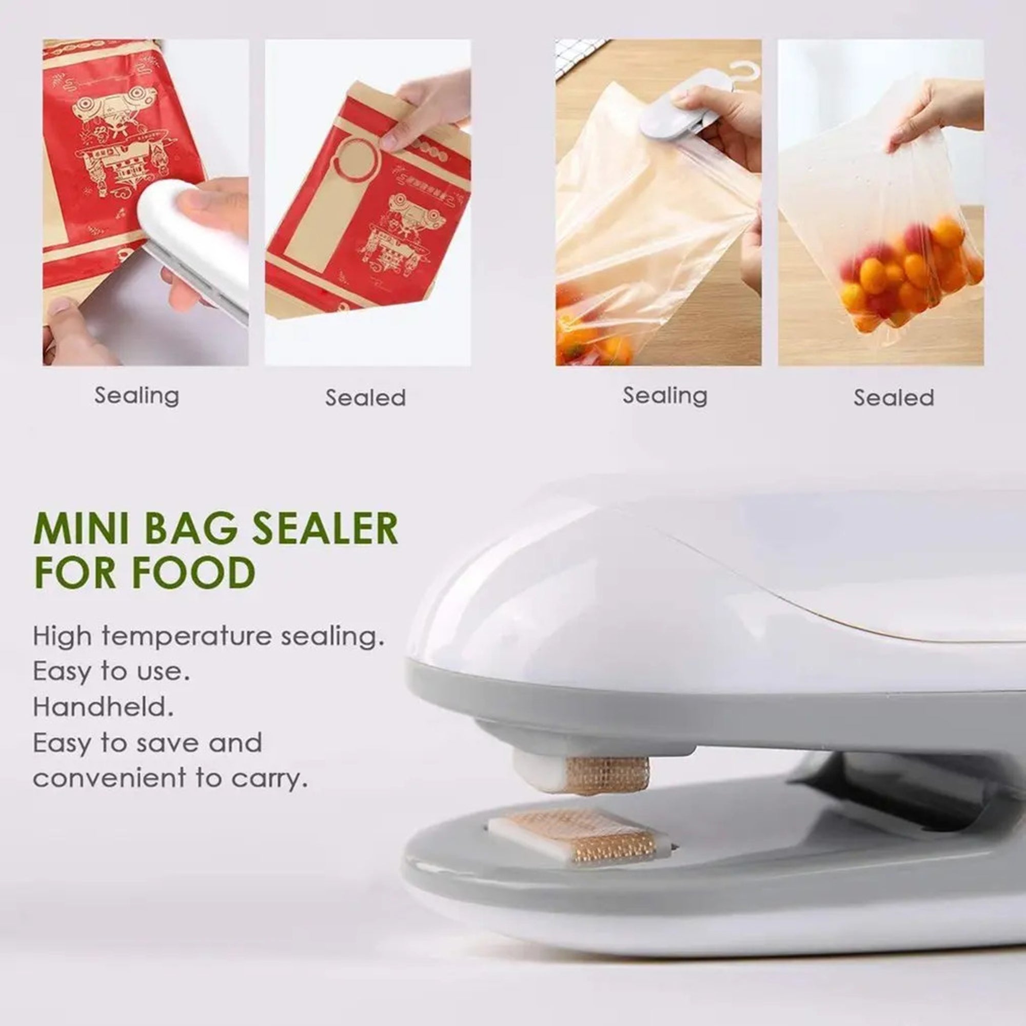 Instaheat Electric Bag Sealer for Food Storage - Portable Heat Sealing Machine for Vacuum Bags, Snacks, Coffee, Grains | Perfect for Kitchen, Camping, Travel & Meal Prep