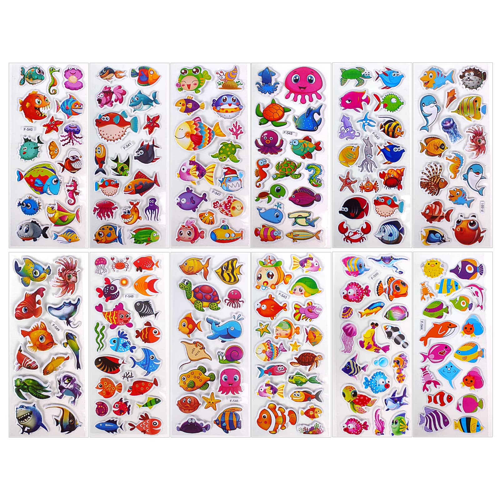 3D Sea Animal Puffy Stickers - 600pcs Foam Ocean Stickers for Kids | Party Favors, Water Bottles & Laptops