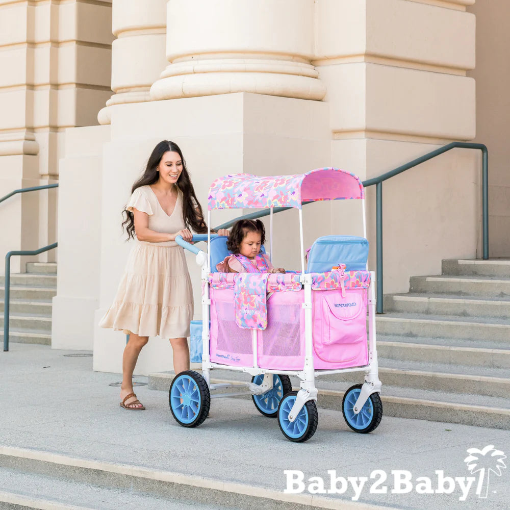 WonderFold W2 Petal Pop Stroller Wagon - Limited Edition 4-in-1 Convertible Baby Stroller & Wagon with Canopy | Perfect for Outings, Beach Trips, and Family Adventures
