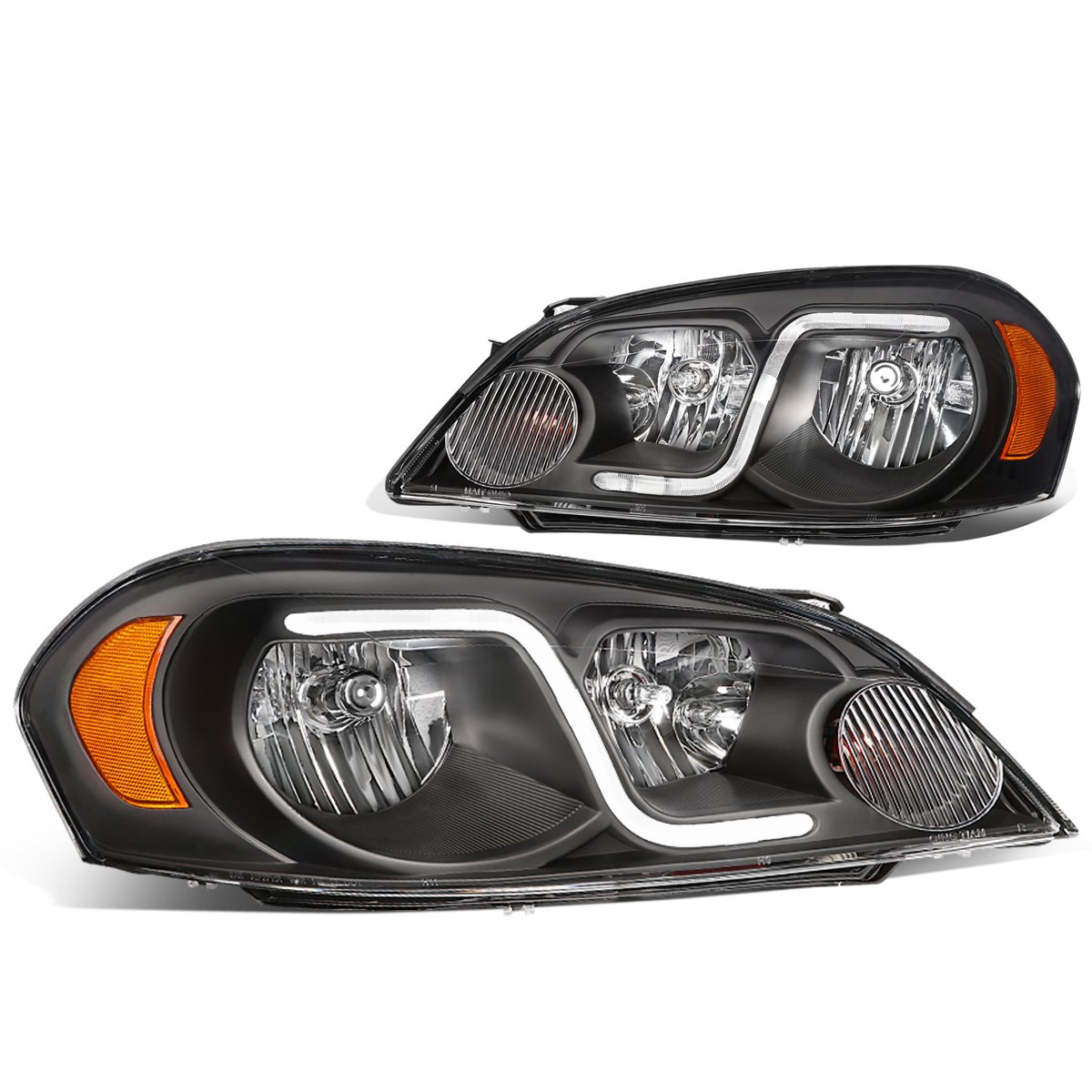 DNA MOTORING HL-LB-CI06-BK-AM Black Amber LED Headlights with Daytime Running Lights - Compatible with 2006-2013 Chevrolet Impala - Upgrade for Better Visibility & Style (Perfect for Night Driving & Car Customization)