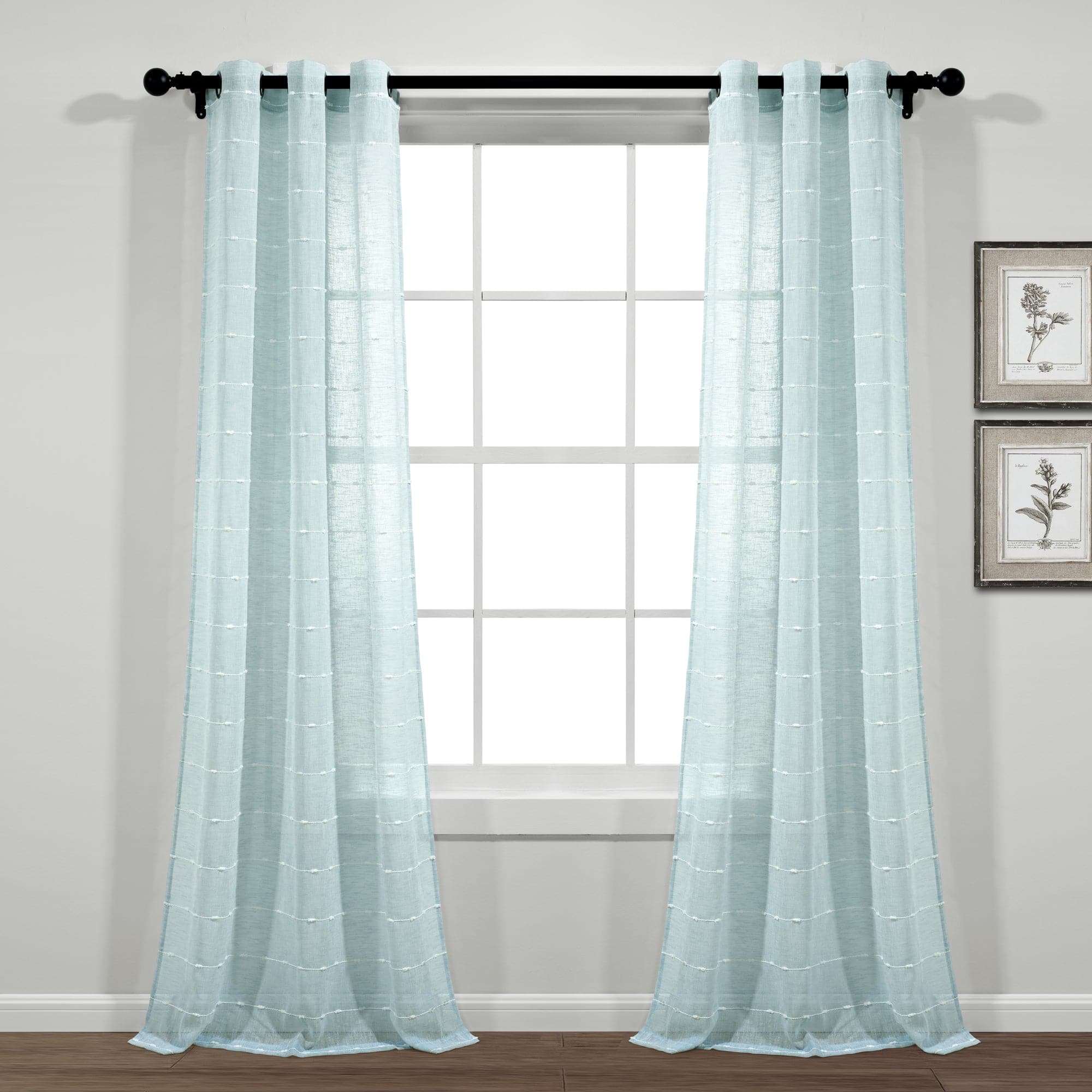 Farmhouse Style Textured Grommet Sheer Window Curtain Panels - Light Filtering Semi-Transparent Drapes for Living Room, Bedroom & Kitchen - Set of 2 Panels (84 Inches Long)