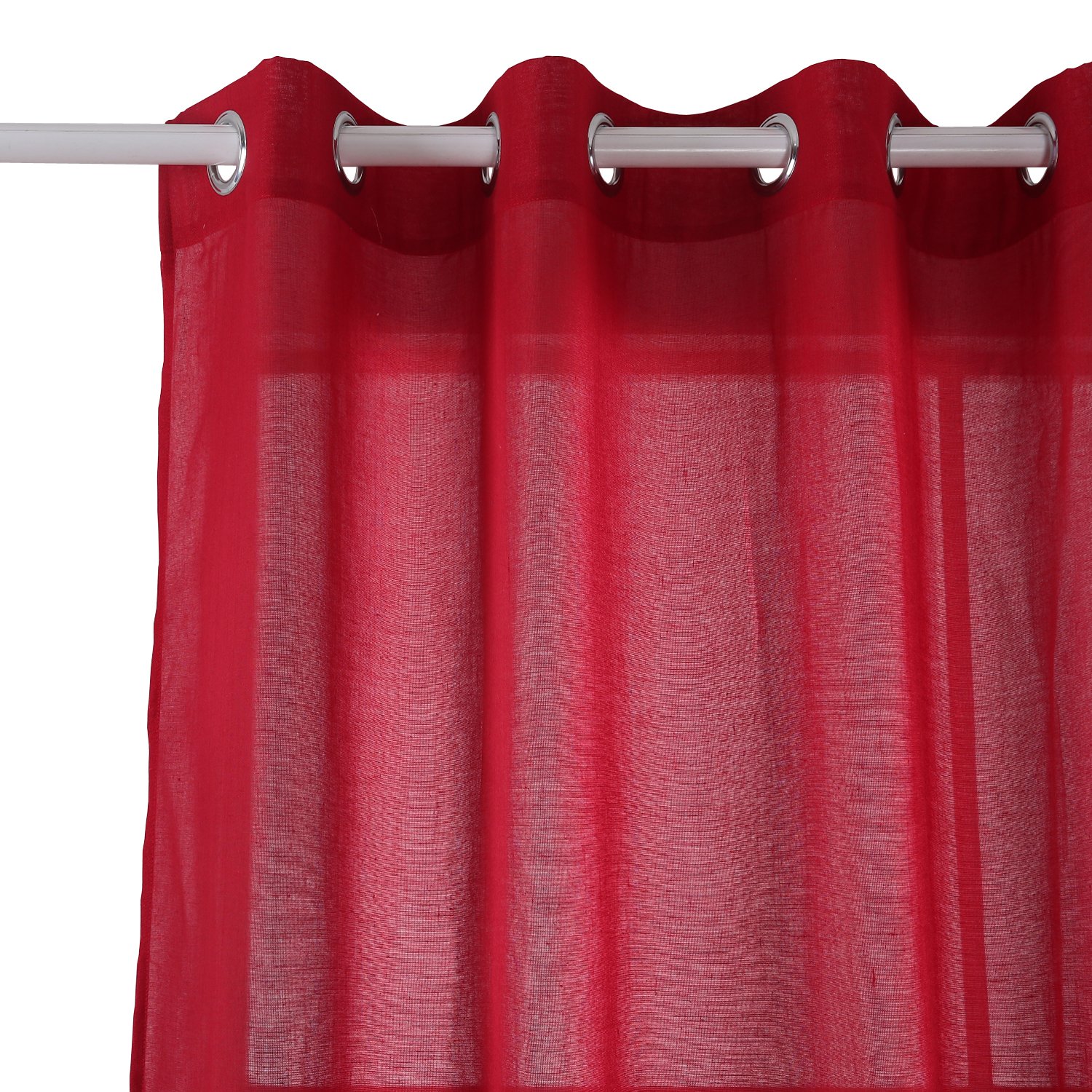 Deconovo Sheer Curtains 52x95 Inches - Light Filtering Red Window Drapes for Living Room & Bedroom - Soft Voile Panels for Privacy & Sun Protection