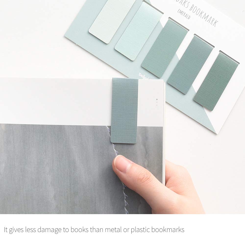 Monolike Magnetic Bookmarks - Set of 5 Emerald Green Page Holders for Books, Journals & Notebooks | Perfect Reading Accessories for Book Lovers & Students