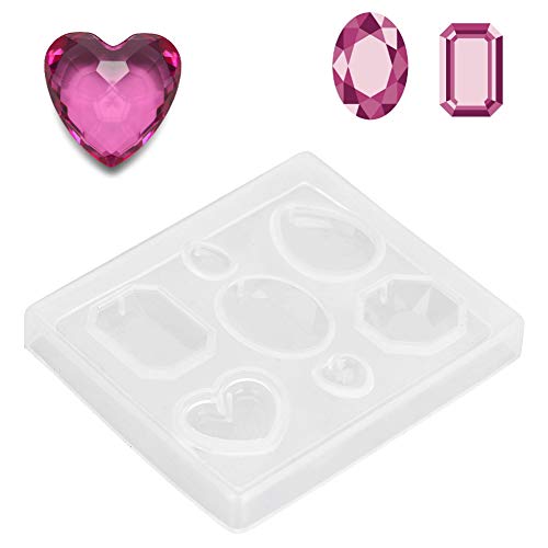 Clear Silicone Jewelry Mold for Faceted Gemstones - DIY Jewelry Making Craft Supplies for Rings, Earrings & Pendants