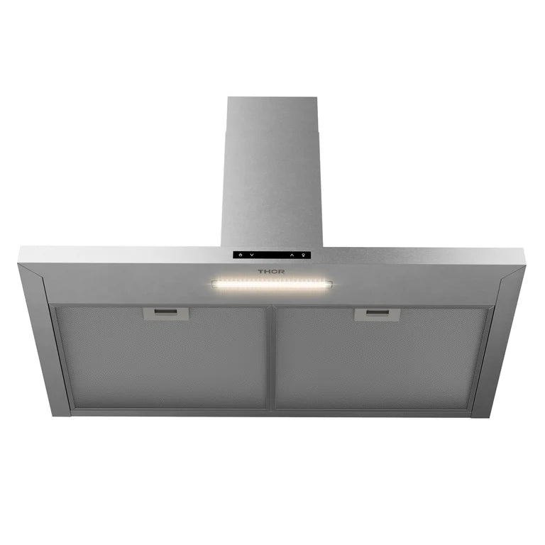 THORE 36 Inch Modern Pyramid Shape Wall Mount Range Hood - Stainless Steel Kitchen Vent Hood with LED Lights - Perfect for Contemporary Home Kitchens (Model ARH36P)