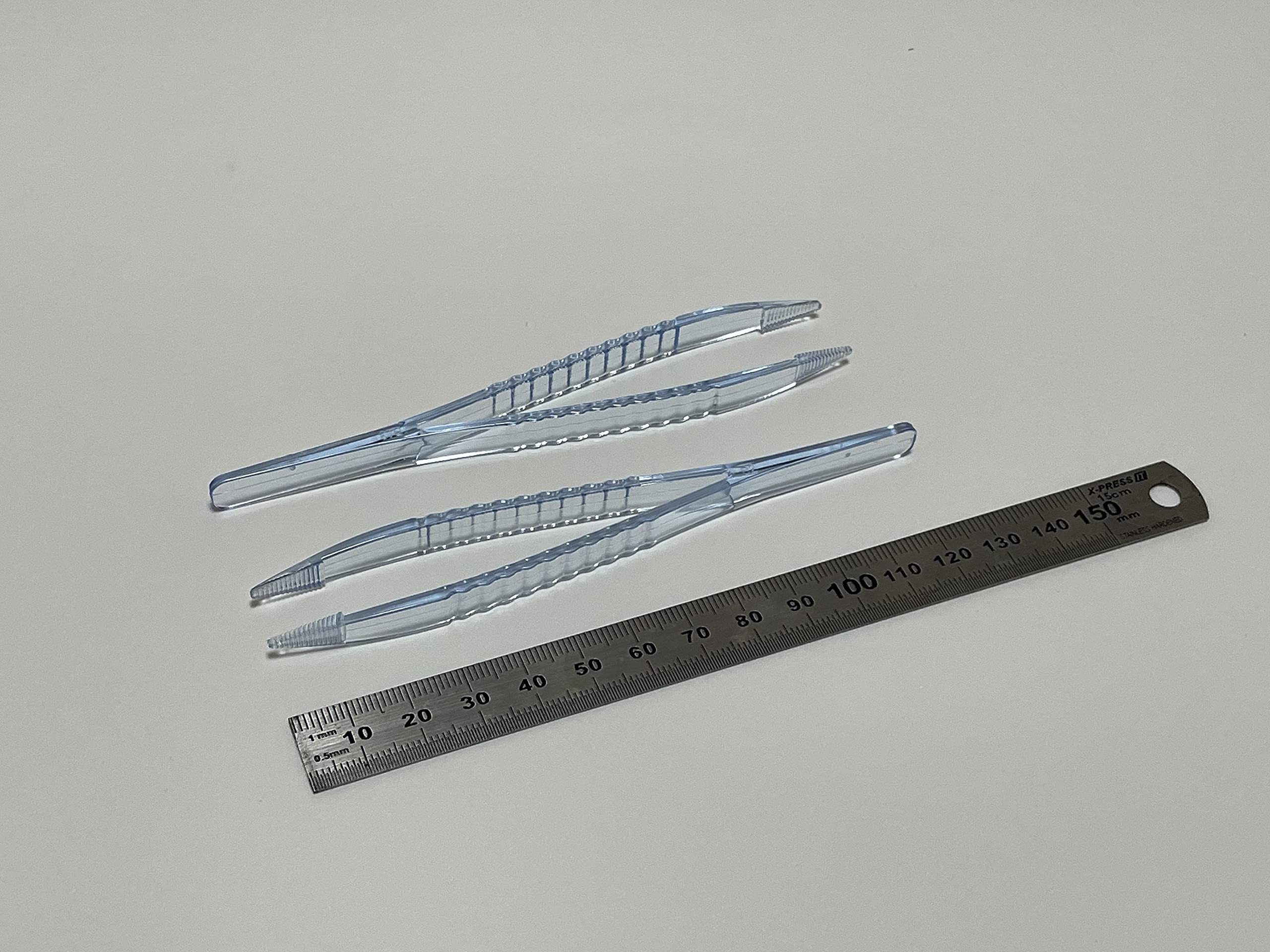 Disposable Sterile Forceps Tweezers 5 Inch (125mm) - Individually Wrapped, Transparent Blue - Pack of 100 - Perfect for First Aid Kits, Medical Procedures, Lab Work & Crafting