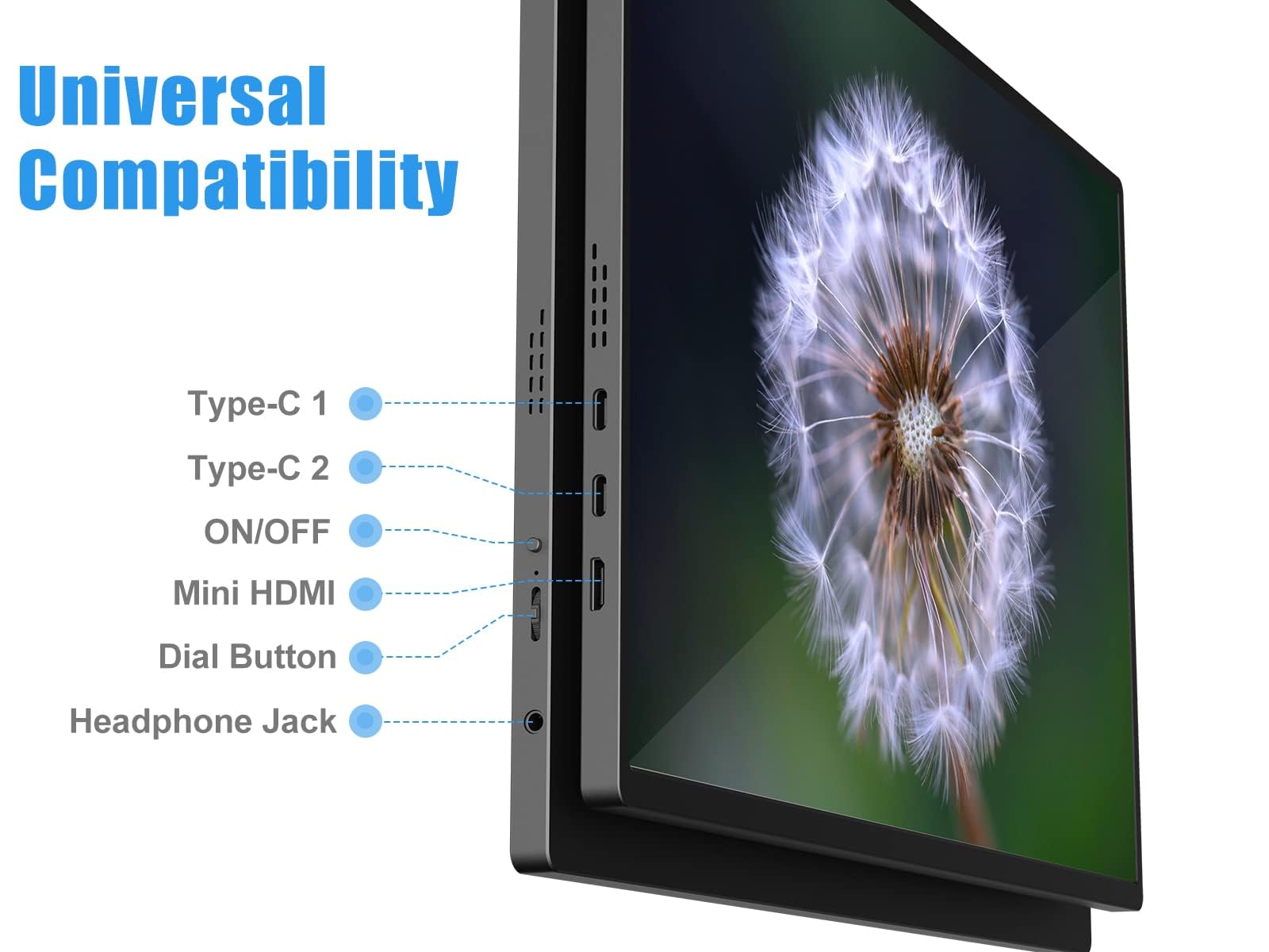 Portable 16 Inch 2.5K QHD Monitor - 2560x1600 Resolution, 120Hz IPS Display, 16:10 Ultra Wide Screen with Dual Speakers - HDMI & USB-C Compatible for Laptop, Mac, Phone, Tablet, PS4, PS5, Switch, Xbox - VESA Mountable | Perfect for Gaming, Work & Entertainment