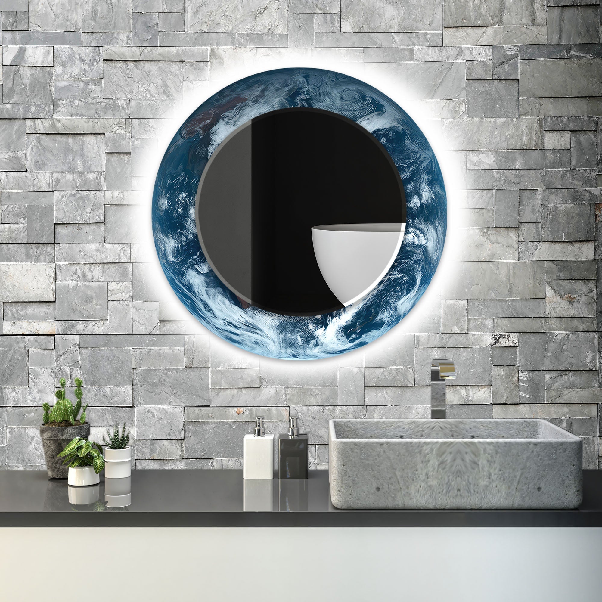 Stylish Black and White Wall Mirror - Modern Home Decor for Living Room, Bedroom, or Bathroom - Perfect for Selfies, Vanity, and Interior Design