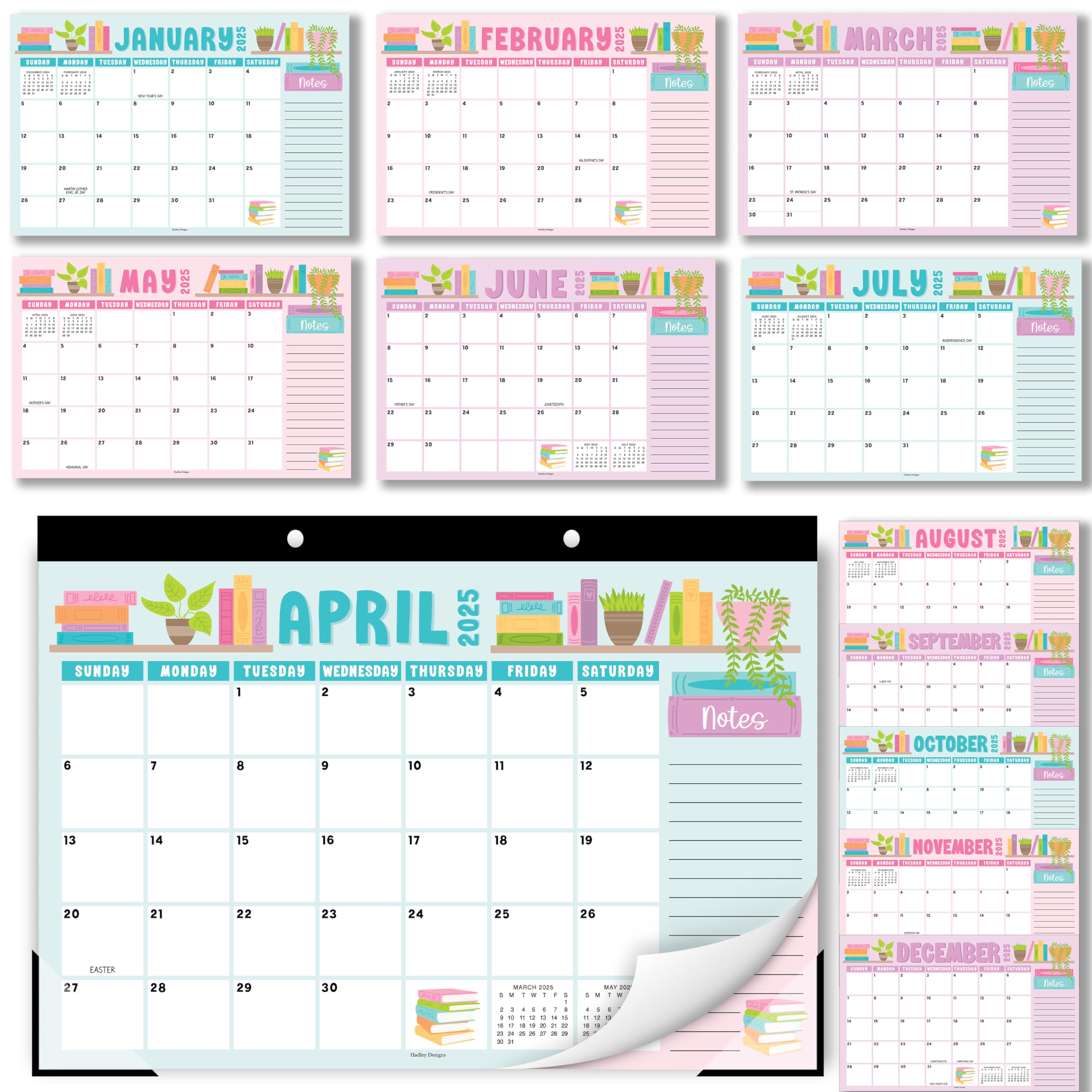 Hadley Designs 2025-2026 Large 18-Month Desk Calendar | 17