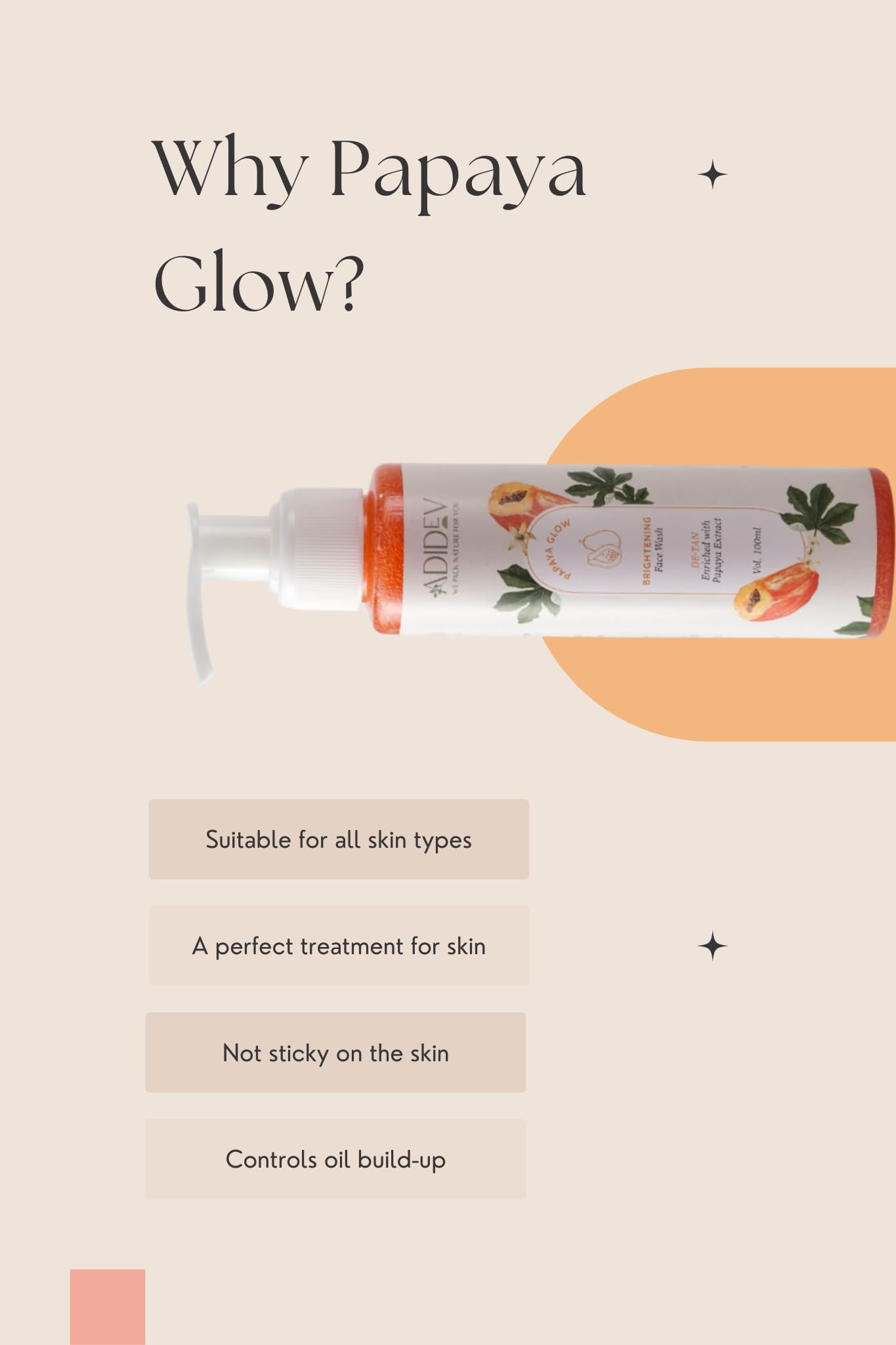 Papaya Glow Face Wash - Brightening & Exfoliating Cleanser for Glowing Skin | Morning & Night Skincare Routine