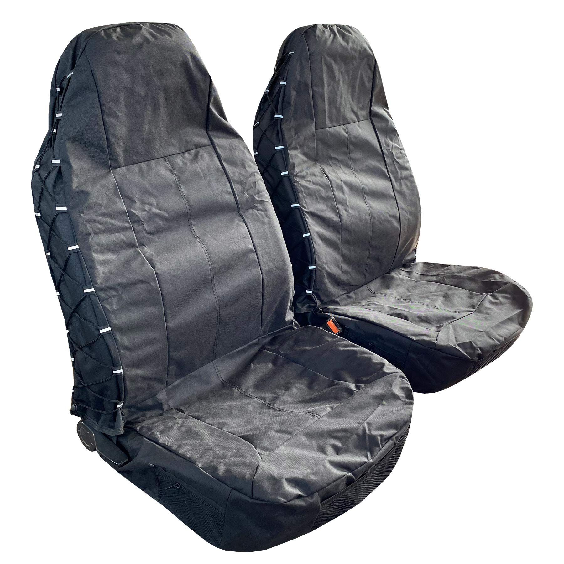 Premium Waterproof High Back Car Seat Covers - Universal Fit Front Seat Protectors with Storage Pockets (2-Pack) | Durable Canvas Material for Cars, Trucks & SUVs | Ideal for Road Trips, Commuting & Outdoor Adventures