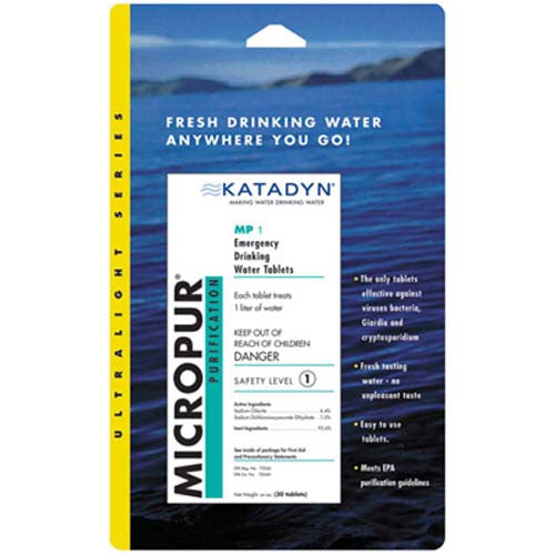 Micropur Water Purification Tablets - 20 Pack | Portable Water Treatment for Camping, Hiking & Emergency Preparedness