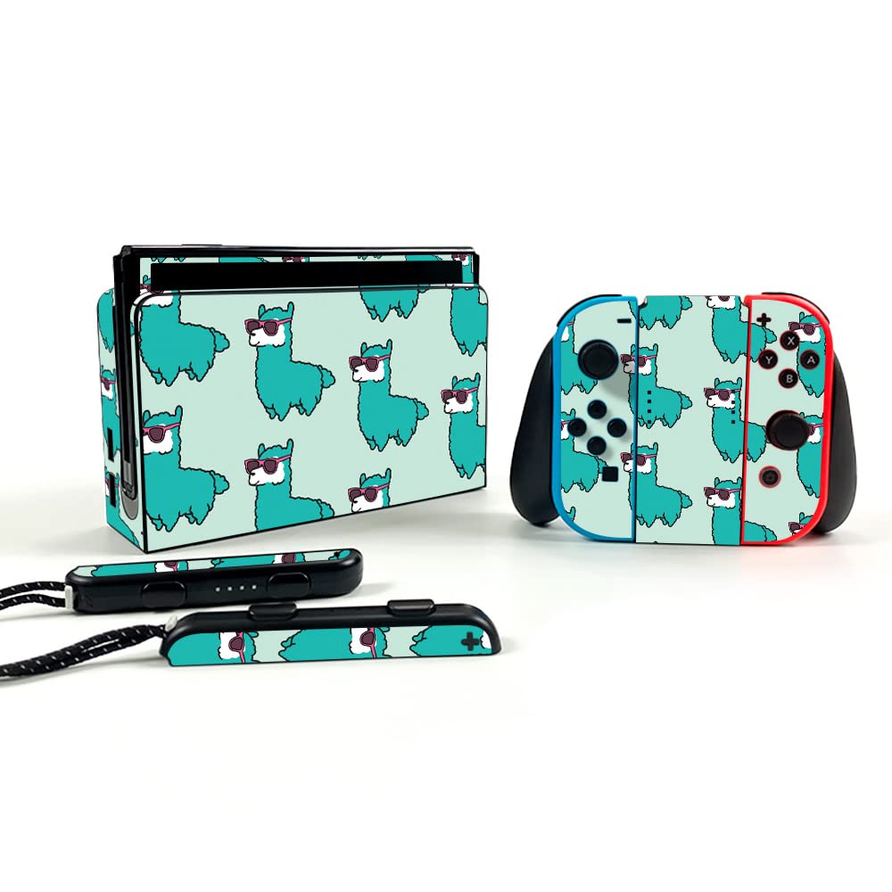 MightySkins Nintendo Switch OLED Skin - Awesome Alpacas Design | Protective Vinyl Decal Wrap Cover | Durable, Easy to Apply & Remove | Made in USA | Perfect for Gaming Protection & Customization