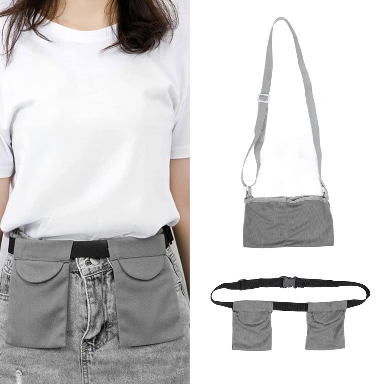 Durable Mastectomy Drain Holder - Soft Adjustable Reusable Breast Surgery Drainage Pouch with Shower Bag - Post-Surgery Recovery Belt Care Kit (Grey) - Ideal for Post-Mastectomy Comfort & Showering