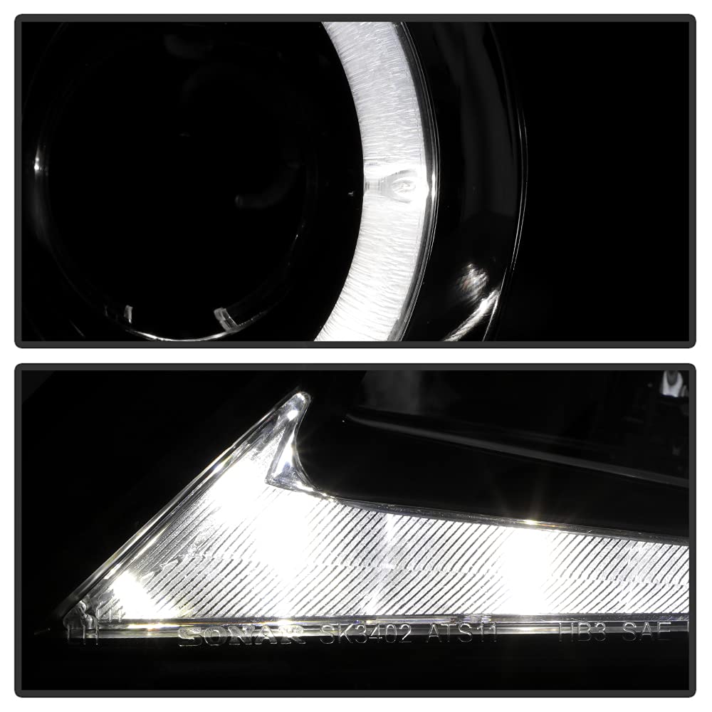 ACANII LED Tube Halo Black Housing Projector Headlights for 2011-2013 Toyota Corolla - Driver & Passenger Side - Upgrade Your Night Driving Visibility