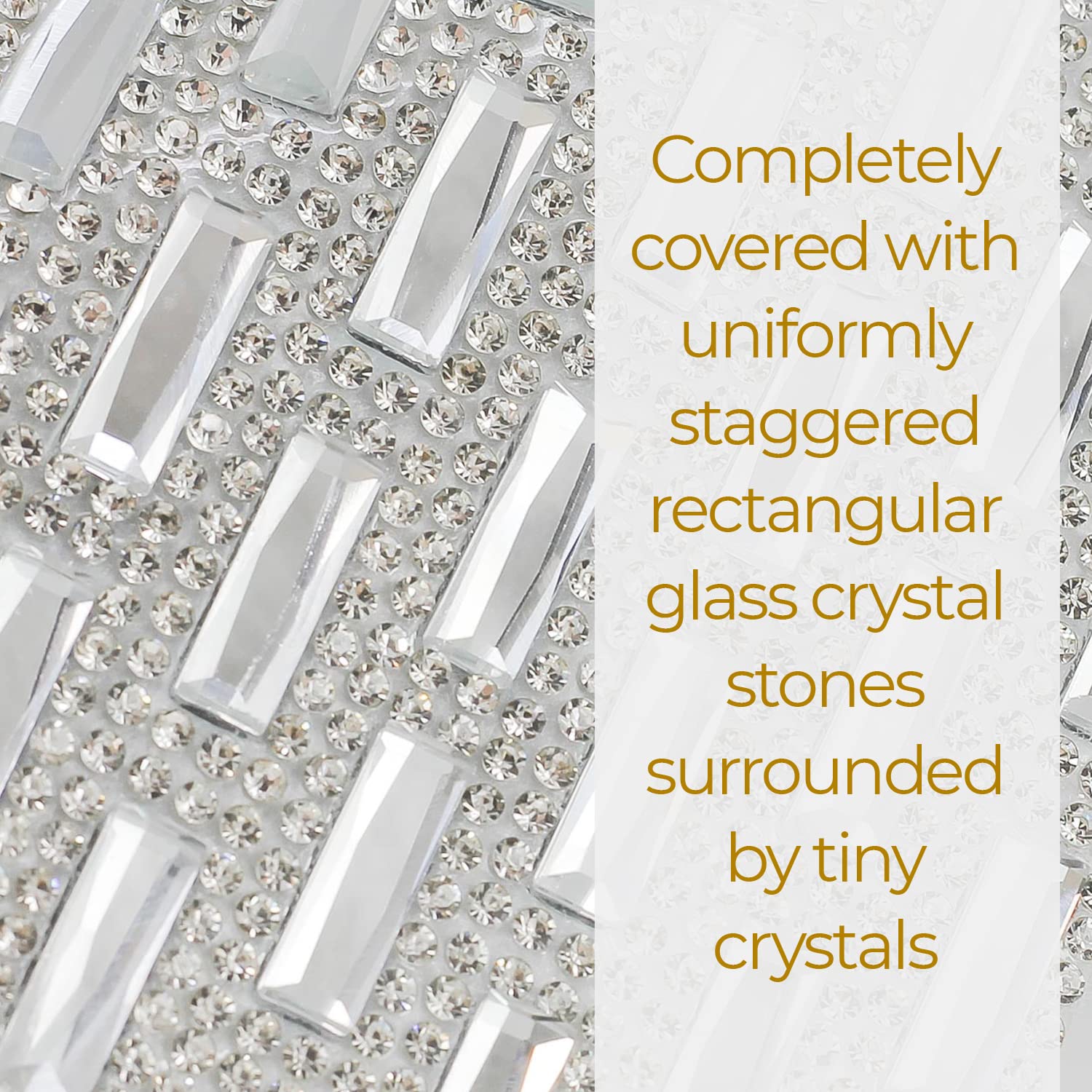 Elegant Silver Park Avenue Table Runner with Glass Stones & Rhinestones - 90