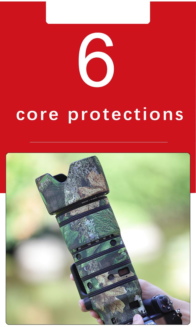 Nikon Z 70-200mm f/2.8 VR S Waterproof Camouflage Lens Cover - Rainproof & Protective Chasing Birds Camo Design for Outdoor Wildlife Photography (Reed Camouflage Pattern) | Ideal for Hunting, Birdwatching & Nature Shoots in Wet Conditions
