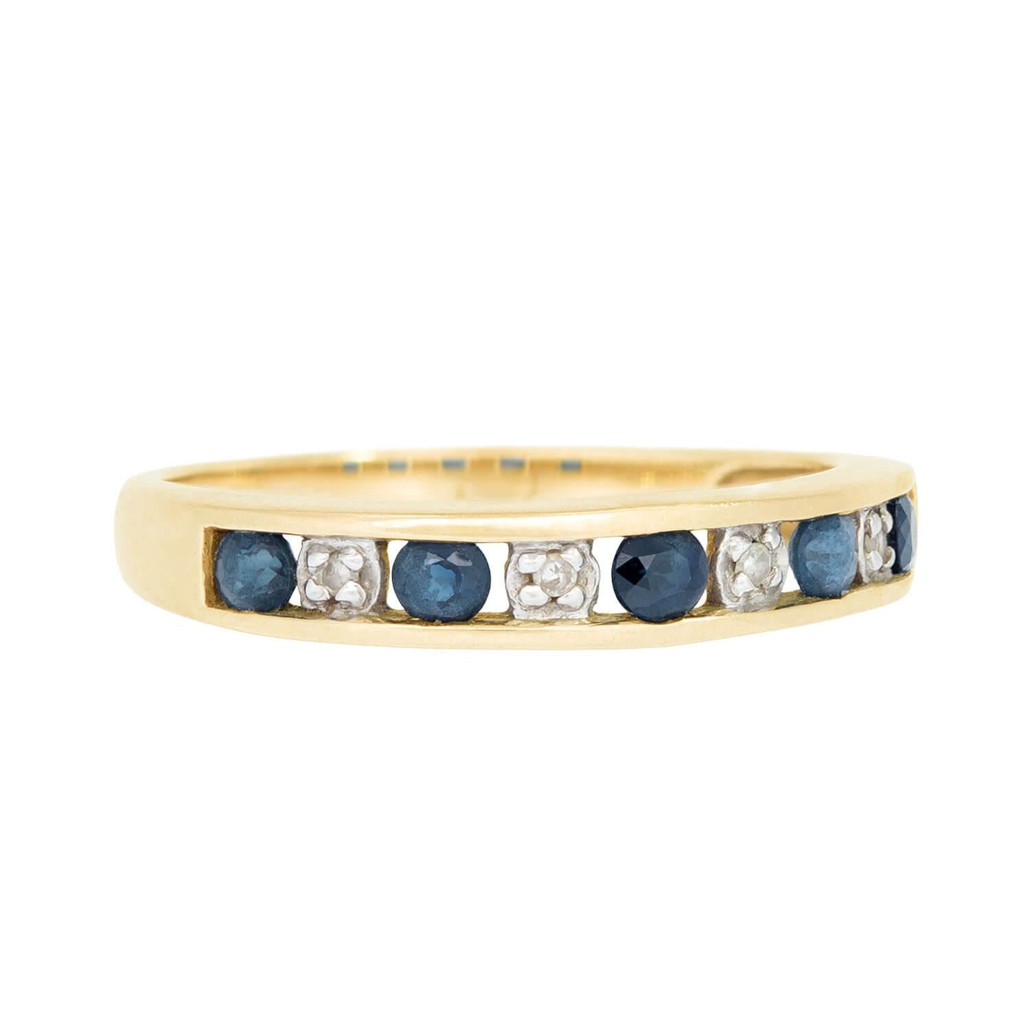 14K Gold Sapphire and Diamond Eternity Band Ring for Women - Elegant Stackable Wedding, Anniversary, or Promise Ring for Everyday Wear