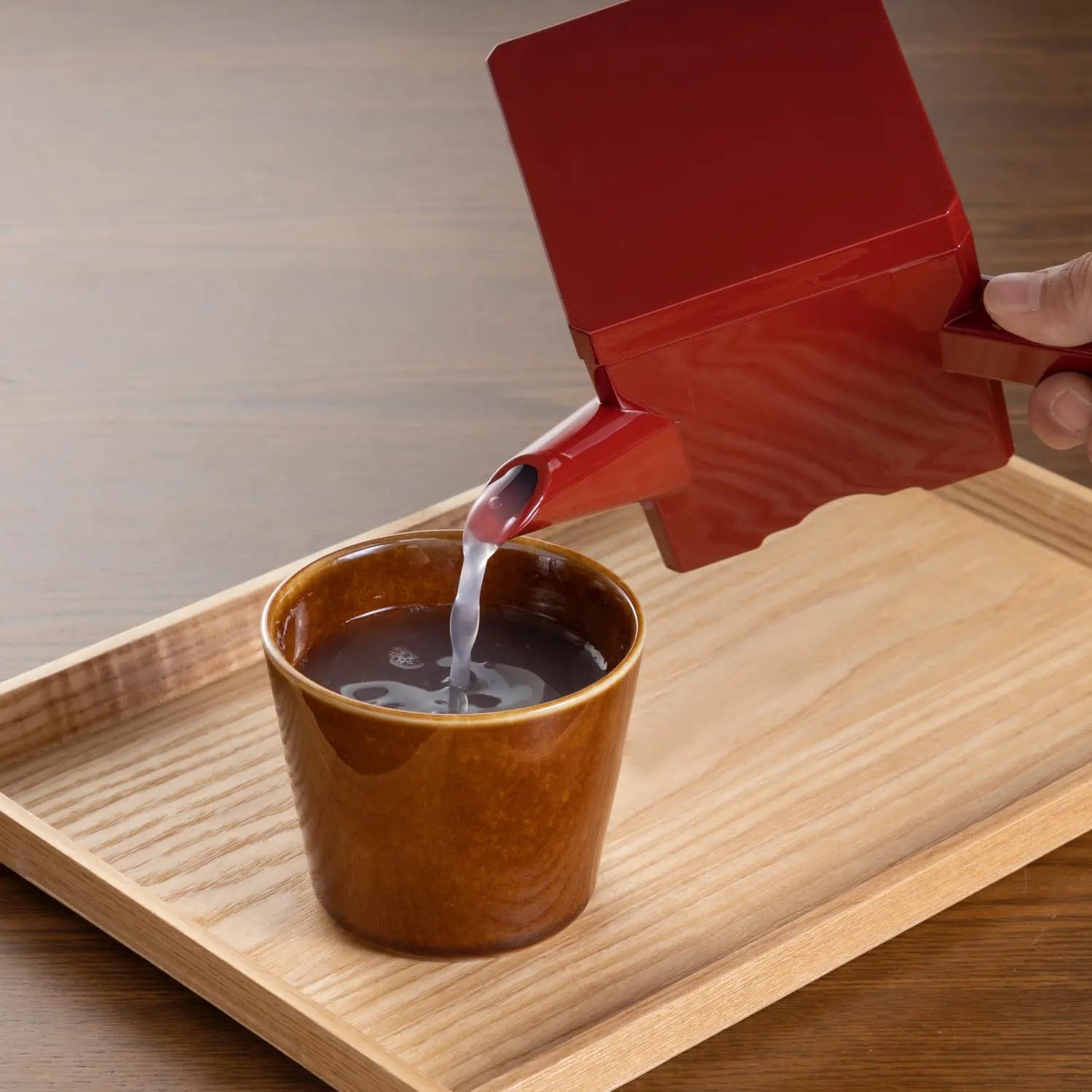Premium Fukui Craft Square Yutou Soba Broth Pot - Authentic Japanese Noodle Soup Cooking Pot, Red - Perfect for Ramen, Udon & Hot Pot at Home