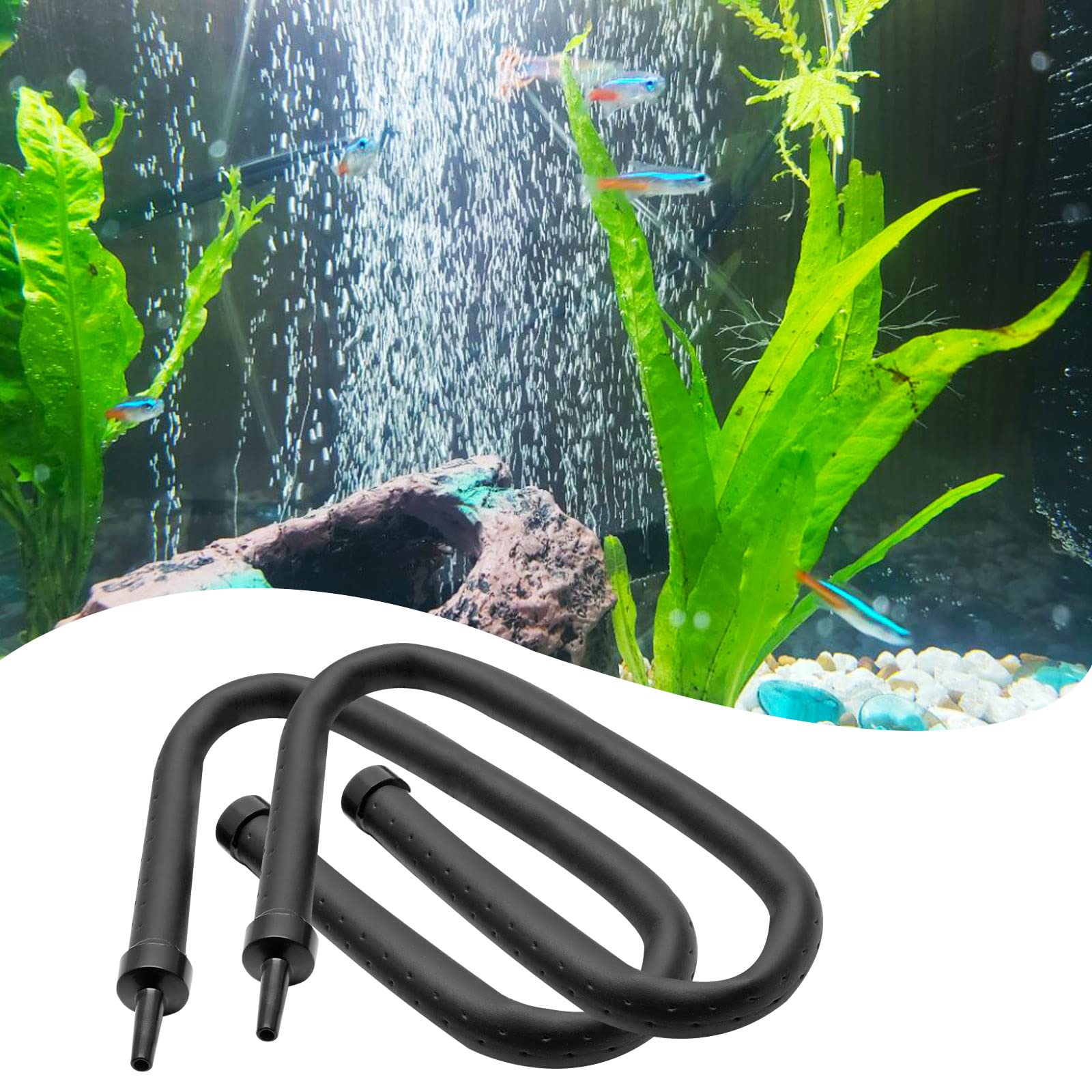 2Pcs Flexible Rubber Aquarium Air Curtain Bubble Tube - 30cm/11.8