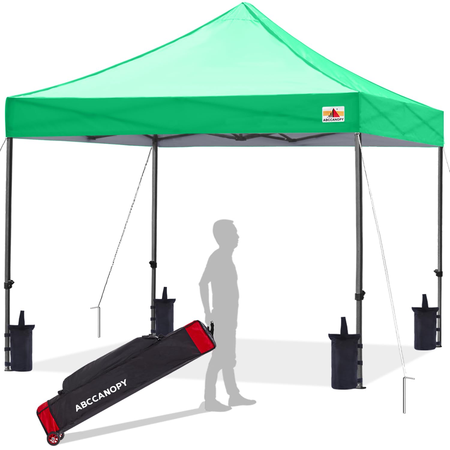 ABCCANOPY 10x10 Commercial Pop Up Canopy Tent - Heavy Duty Outdoor Instant Shelter with UV Protection (Kelly Green) for Camping, Picnics, Beach Parties, and Outdoor Events