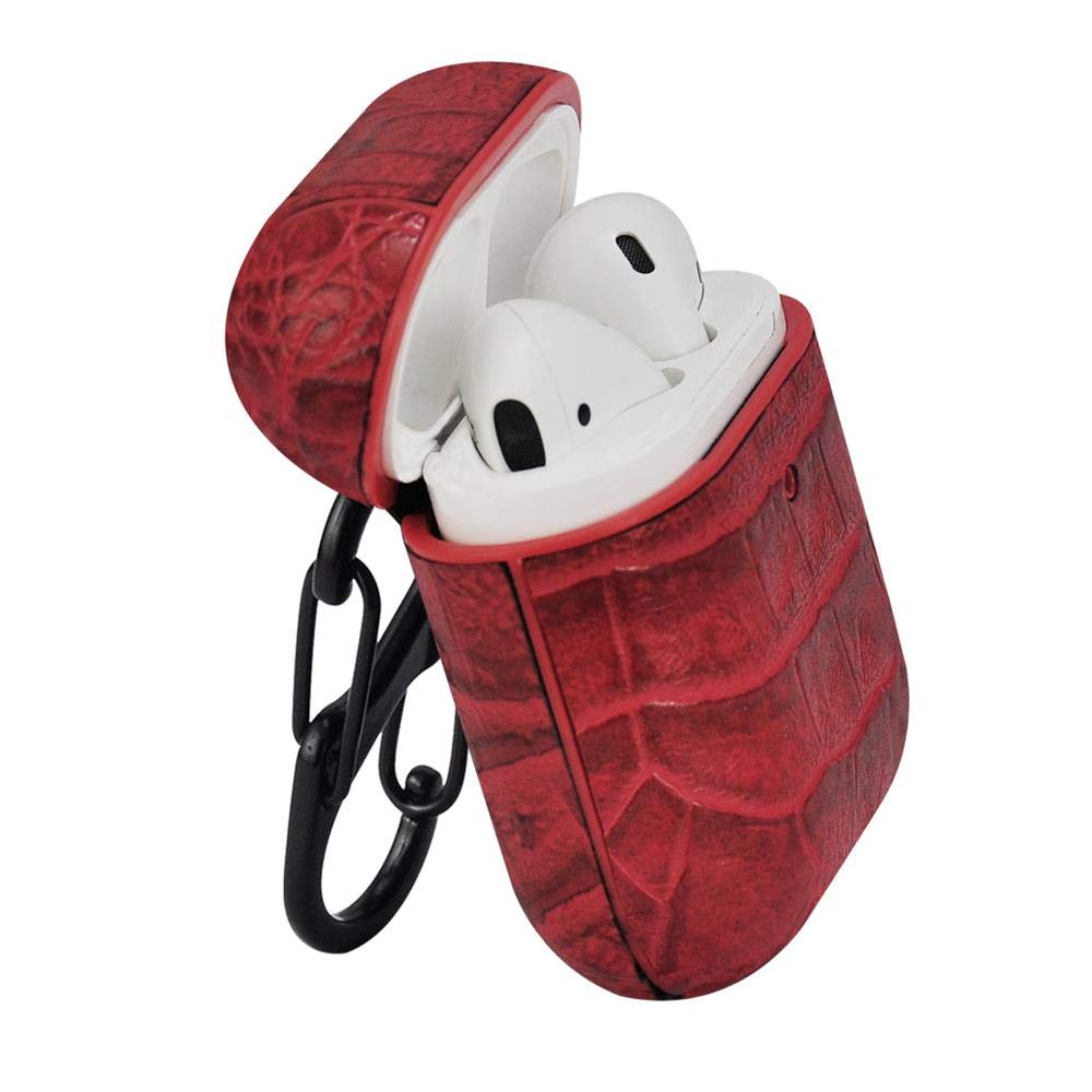 TerraTec AirBox Crocodile Red Apple AirPods Case - Premium Protective Cover for AirPods 1/2/3 & Pro - Stylish Durable Case with Perfect Fit (Use for Gym, Travel, Daily Protection)