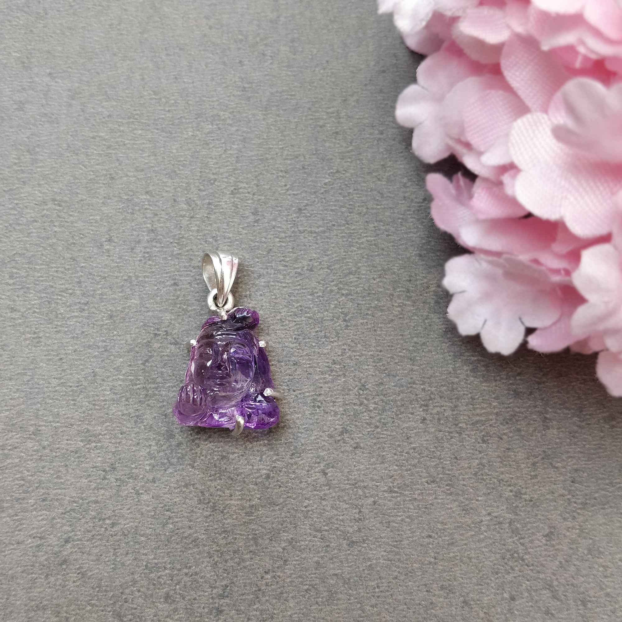 Natural Amethyst Gemstone 925 Sterling Silver Pendant - 3.96g Handcrafted Purple Shiva Pendant for Meditation & Spiritual Jewelry | Gift for Yoga Lovers & Crystal Collectors