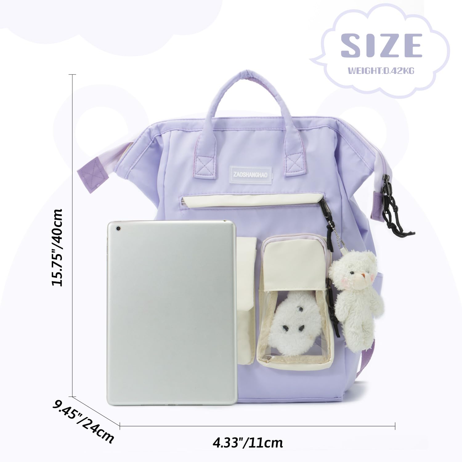Cute Kawaii Backpack for Teenage Girls - Stylish School Book Bag with Pins & Accessories | Perfect for School, College, Travel & Everyday Use