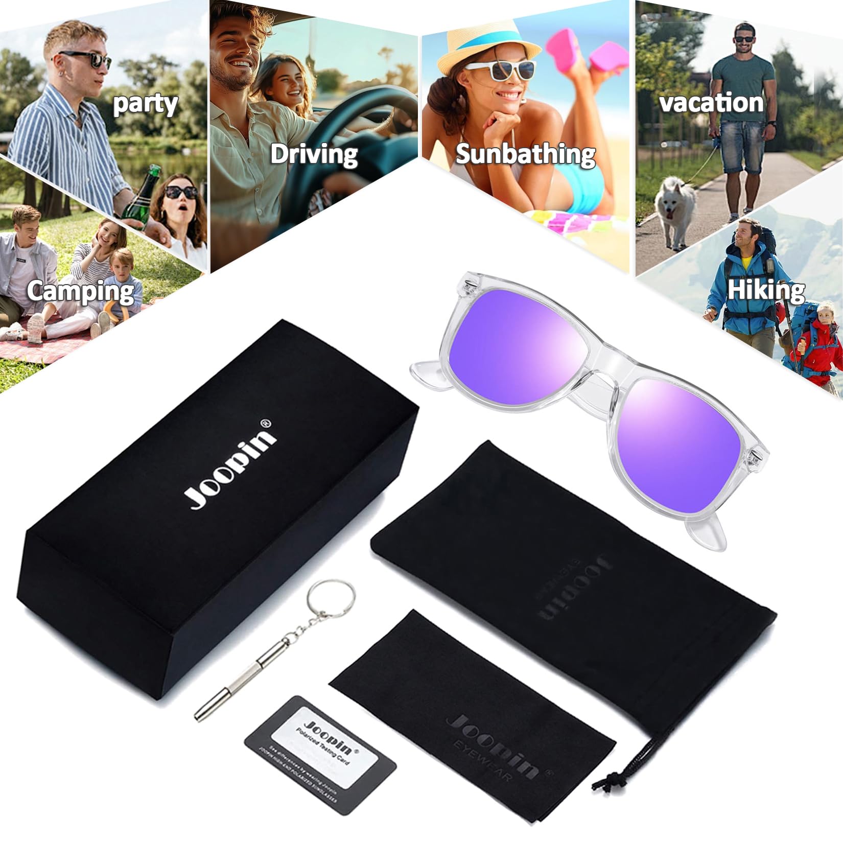 Joopin Square Polarized Sunglasses for Men & Women - UV Protection, Trendy Designer Shades for Outdoor, Driving & Fashion