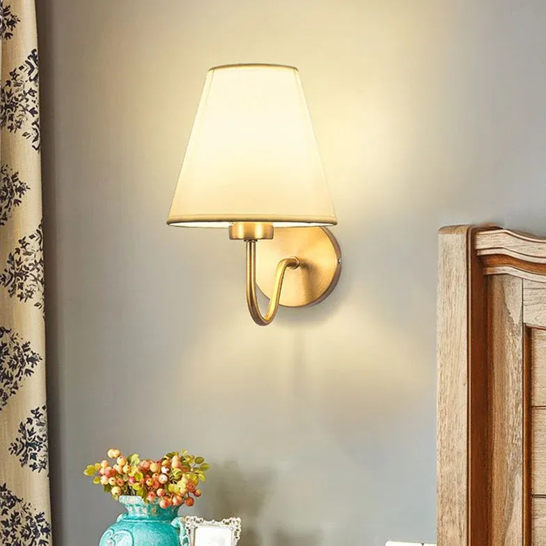 Modern Fabric Lampshade Gold Wall Light - Elegant Home Decor for Living Room, Bedroom & Dining Area