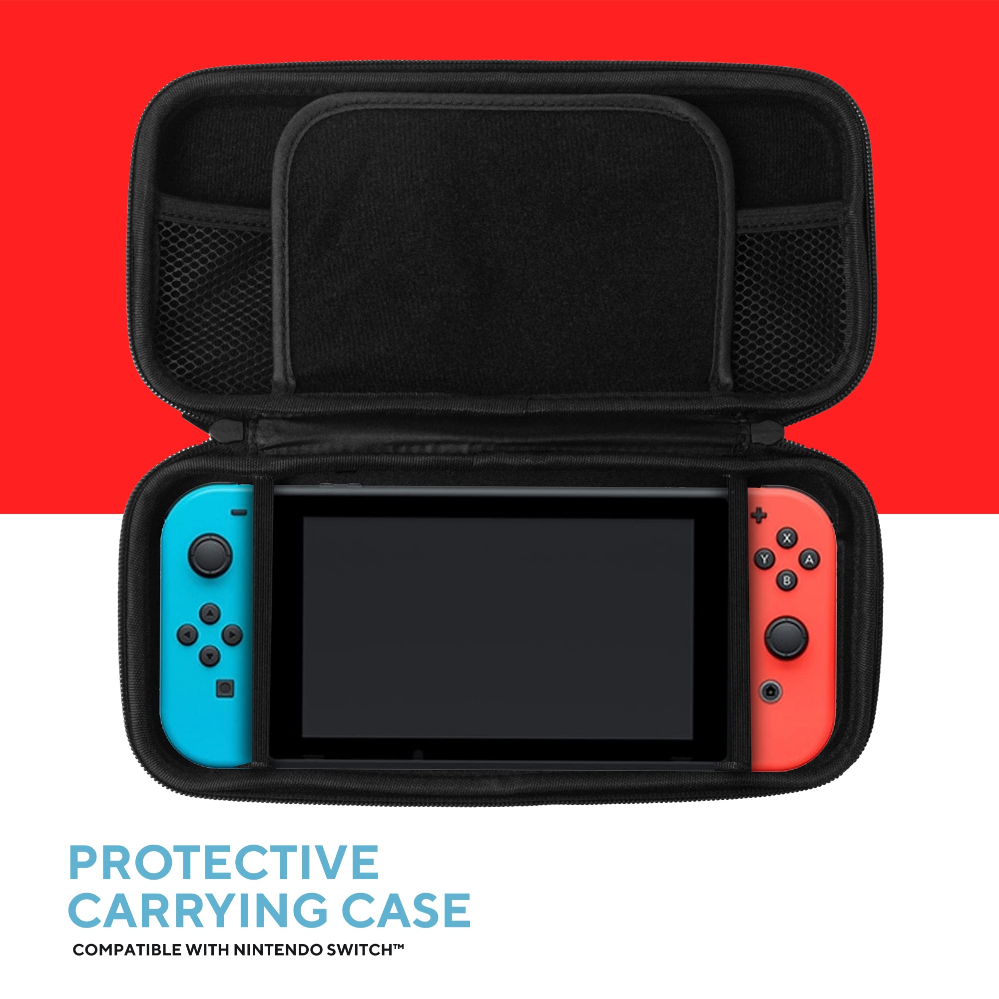 Core Innovations Protective Carrying Case for Nintendo Switch - Durable Travel Storage (Black/Red) NCASE540 | Perfect for Gaming On-The-Go & Console Protection