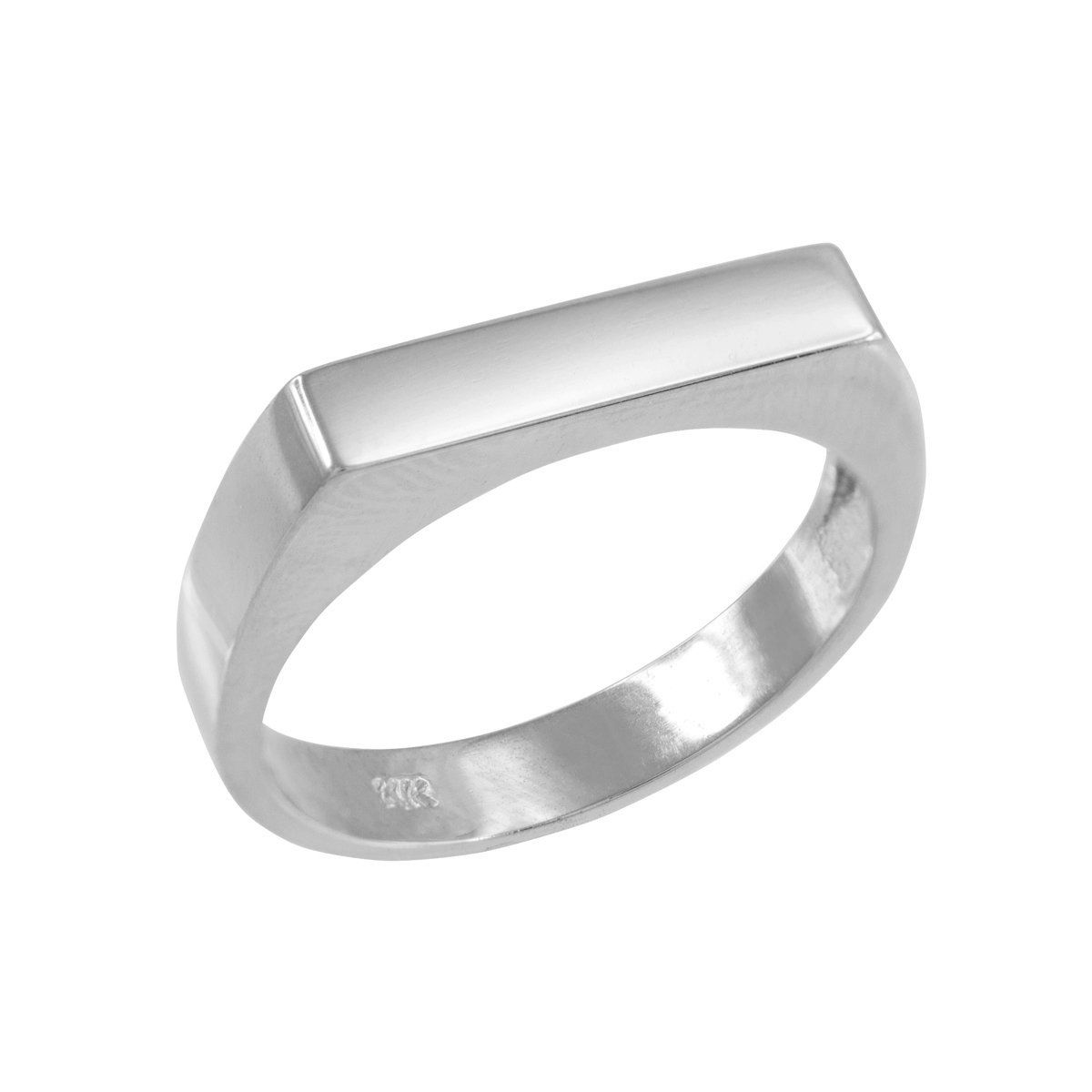 10K White Gold Stackable Custom Engravable Signet Ring for Men & Women - Perfect for Weddings, Anniversaries & Personalized Gifts
