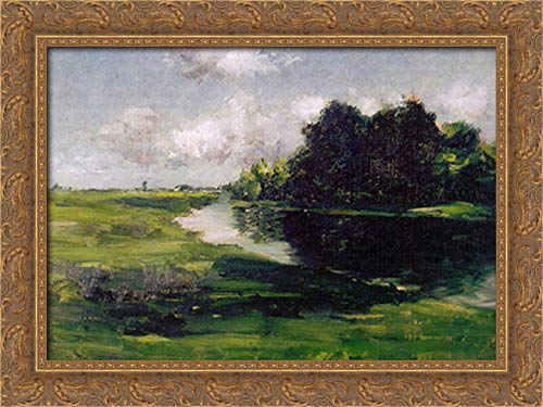 William Merritt Chase Long Island Landscape After Rain - 24x18 Inch Gold Ornate Wood Framed Canvas Wall Art - Perfect for Living Room, Bedroom, or Office Decor