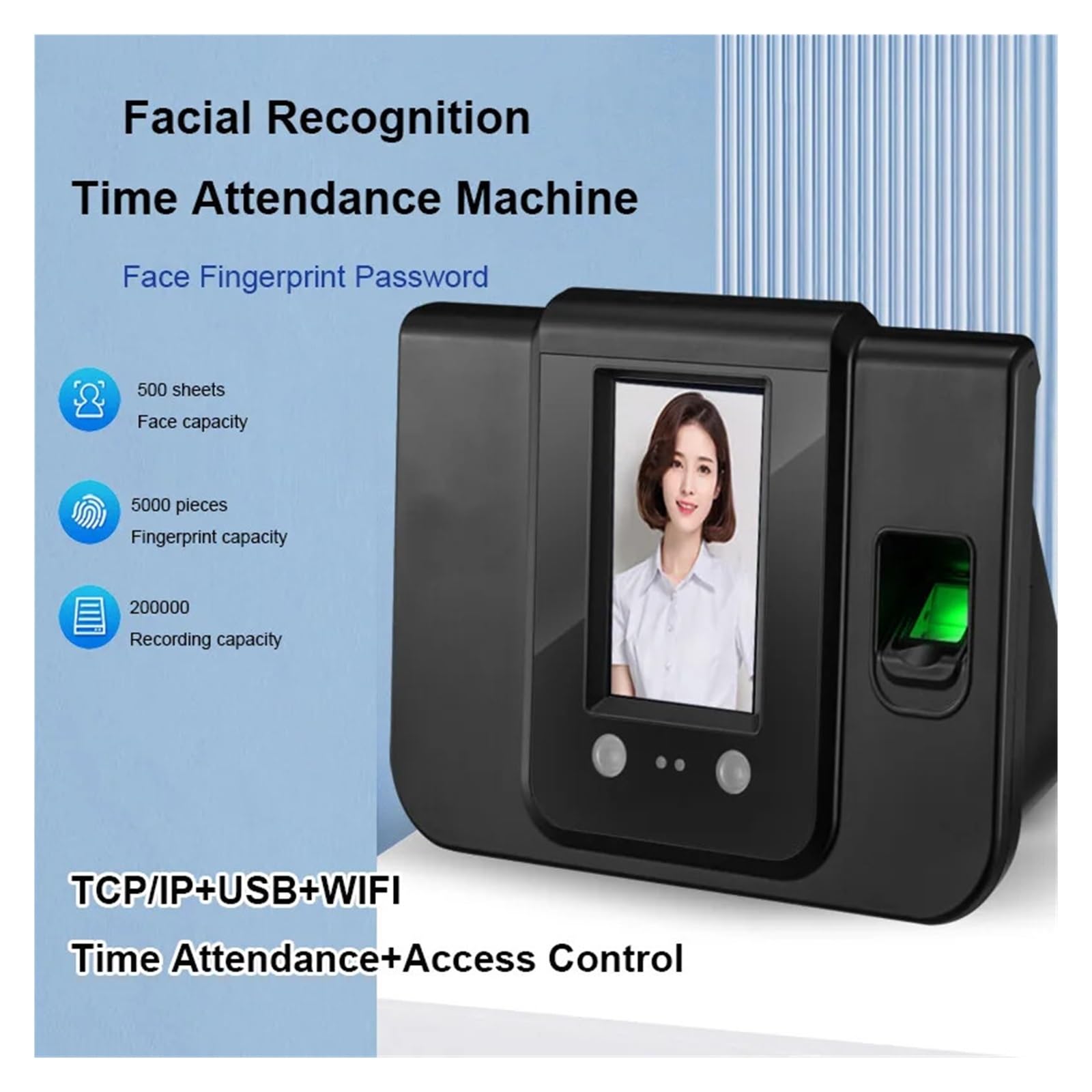 Biometric Face & Fingerprint Time Attendance Machine - Multilingual Support for Offices, Schools & Events | Secure & Accurate Employee Clock-In System