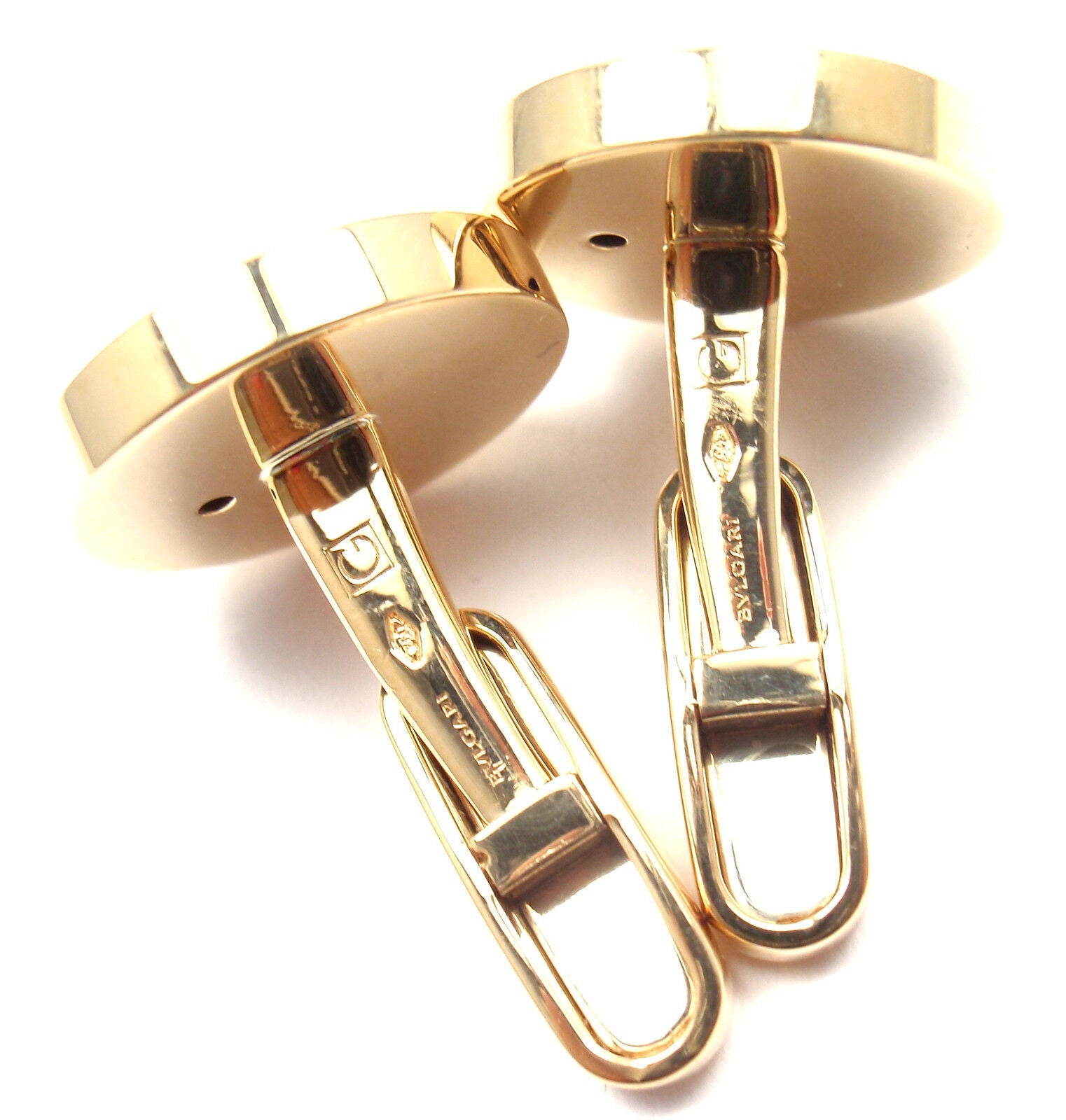 Authentic Bvlgari 18K Yellow Gold Mother of Pearl Cufflinks for Men - Luxury Dress Shirt Accessories for Weddings & Formal Events