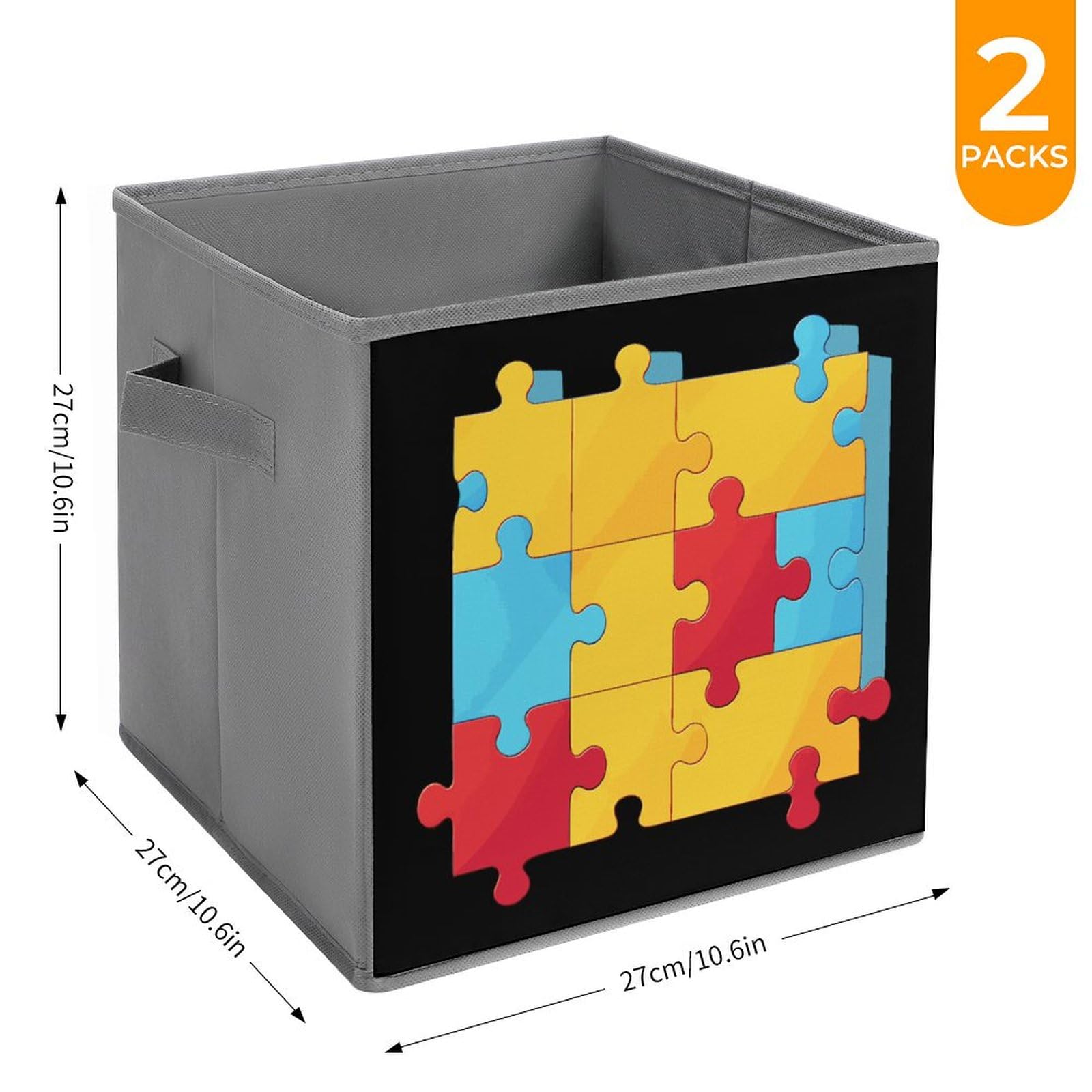 Foldable Storage Cubes with Handles - 2PCS Puzzle Organizers for Home & Office