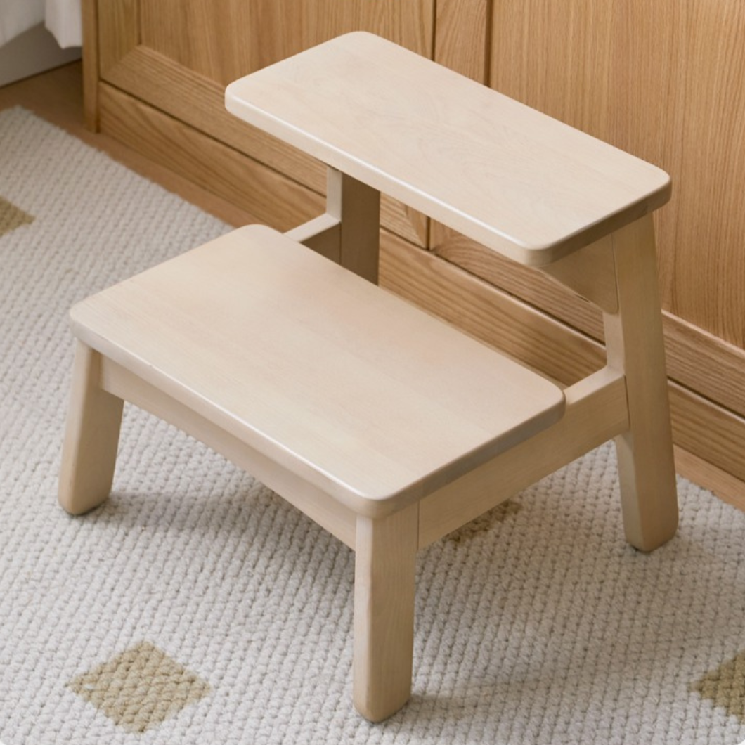 Birch Solid Wood Kids Multifunctional Low Foot Stool - Durable Step Stool for Bathroom, Kitchen, and Playroom - Perfect for Toddlers and Children