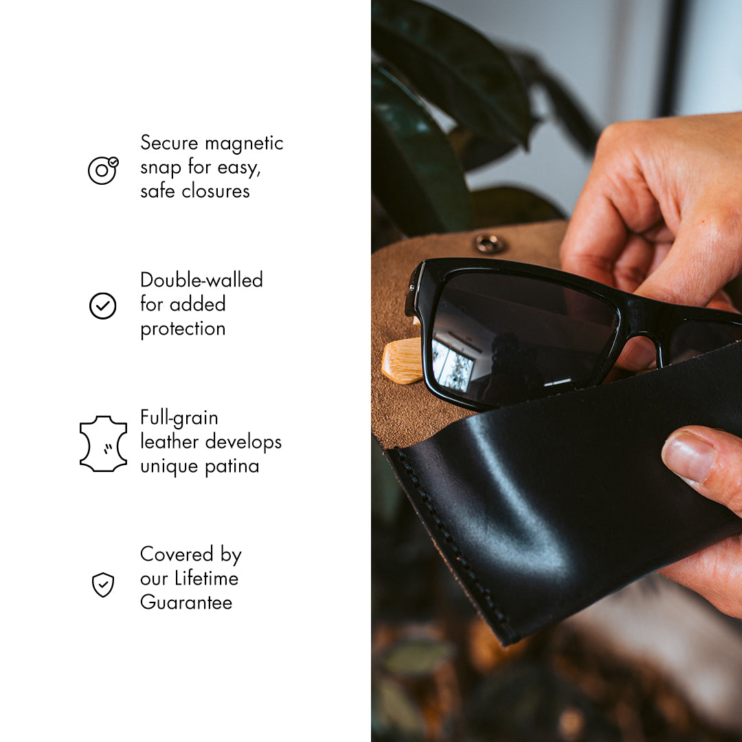 Premium Leather Sunglasses Case - Durable & Stylish Eyewear Holder for Men & Women - Perfect for Travel, Outdoor Activities & Daily Use