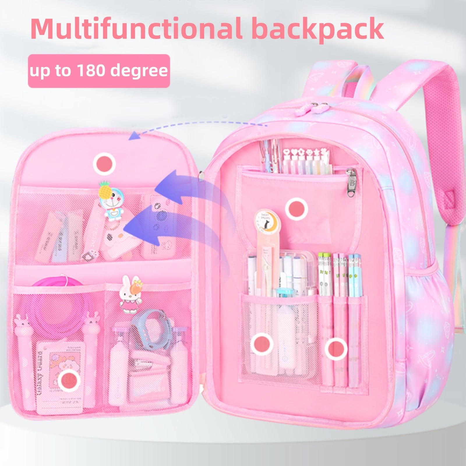 **Lightweight Girls Backpack for Elementary School - Purple Kids Bookbag with Multiple Compartments | Perfect for School, Travel & Daily Use**