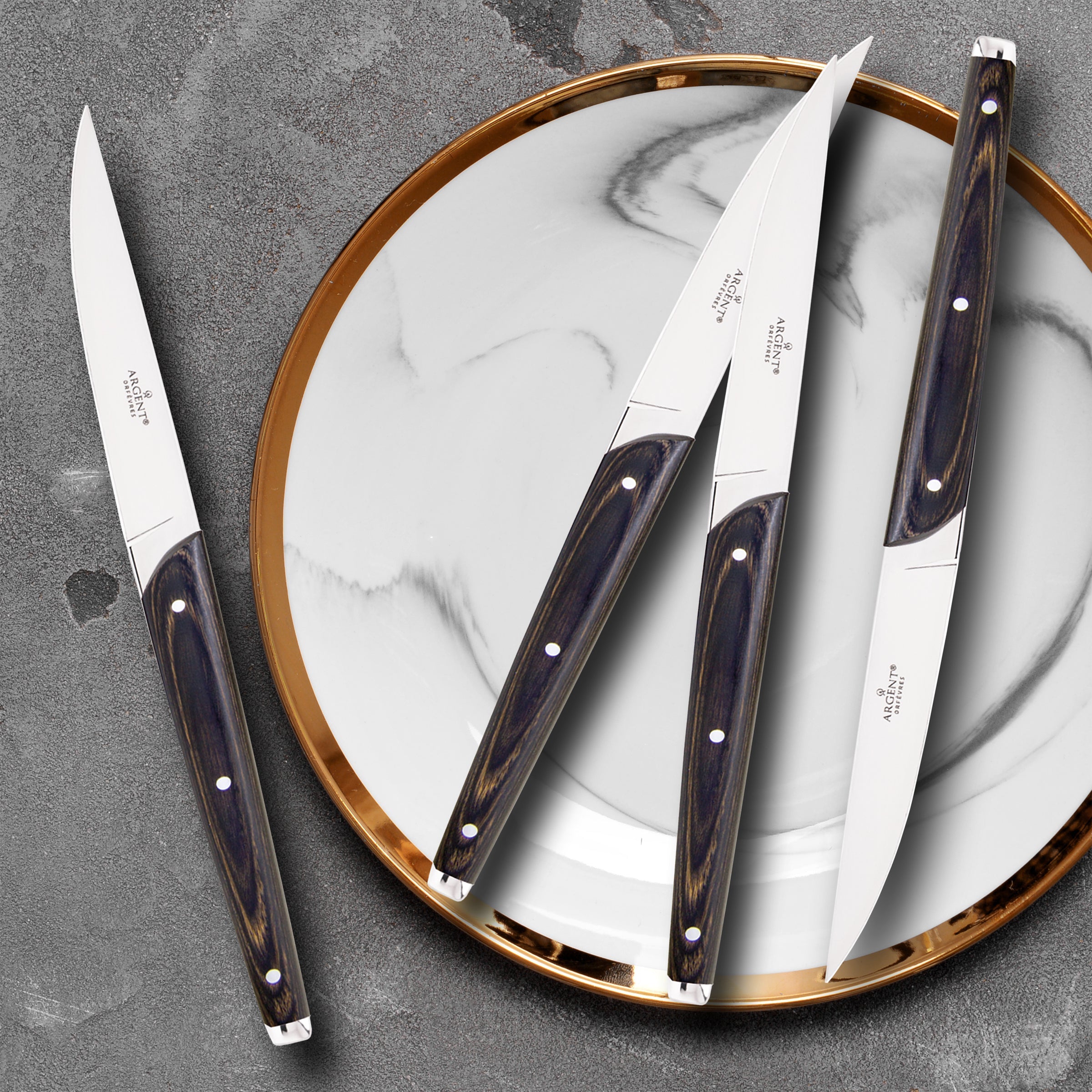 Premium Clevedon Pakkawood Steak Knives Set of 4 - Razor Sharp Japanese Stainless Steel Blades - Perfect for Steak Dinners, BBQ Parties & Fine Dining Gifts