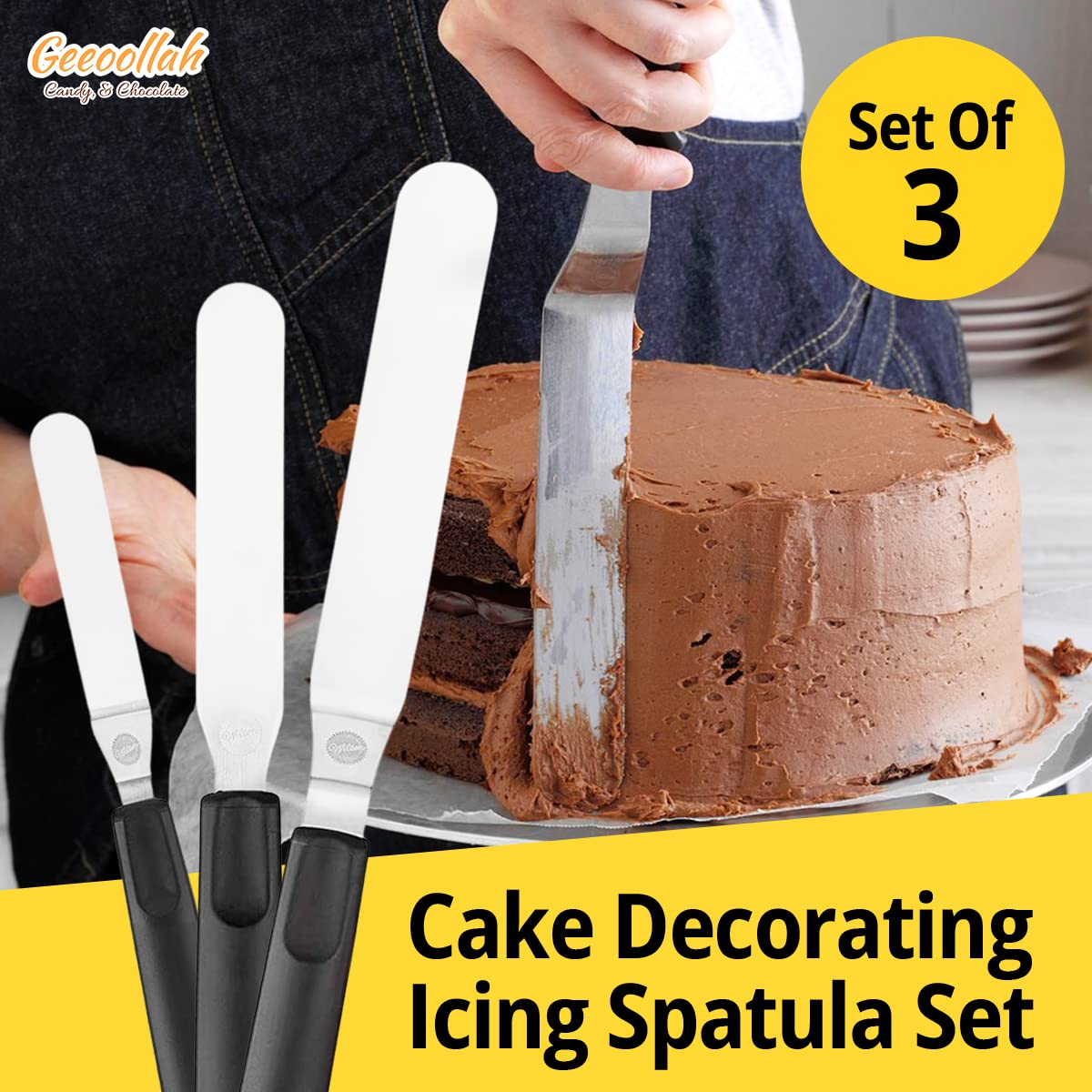 GEEOOLLAH Specialty & Novelty Cake Pans with Icing Spatula Set - Premium Baking Tools for Birthday Cakes, Wedding Cakes & Home Baking
