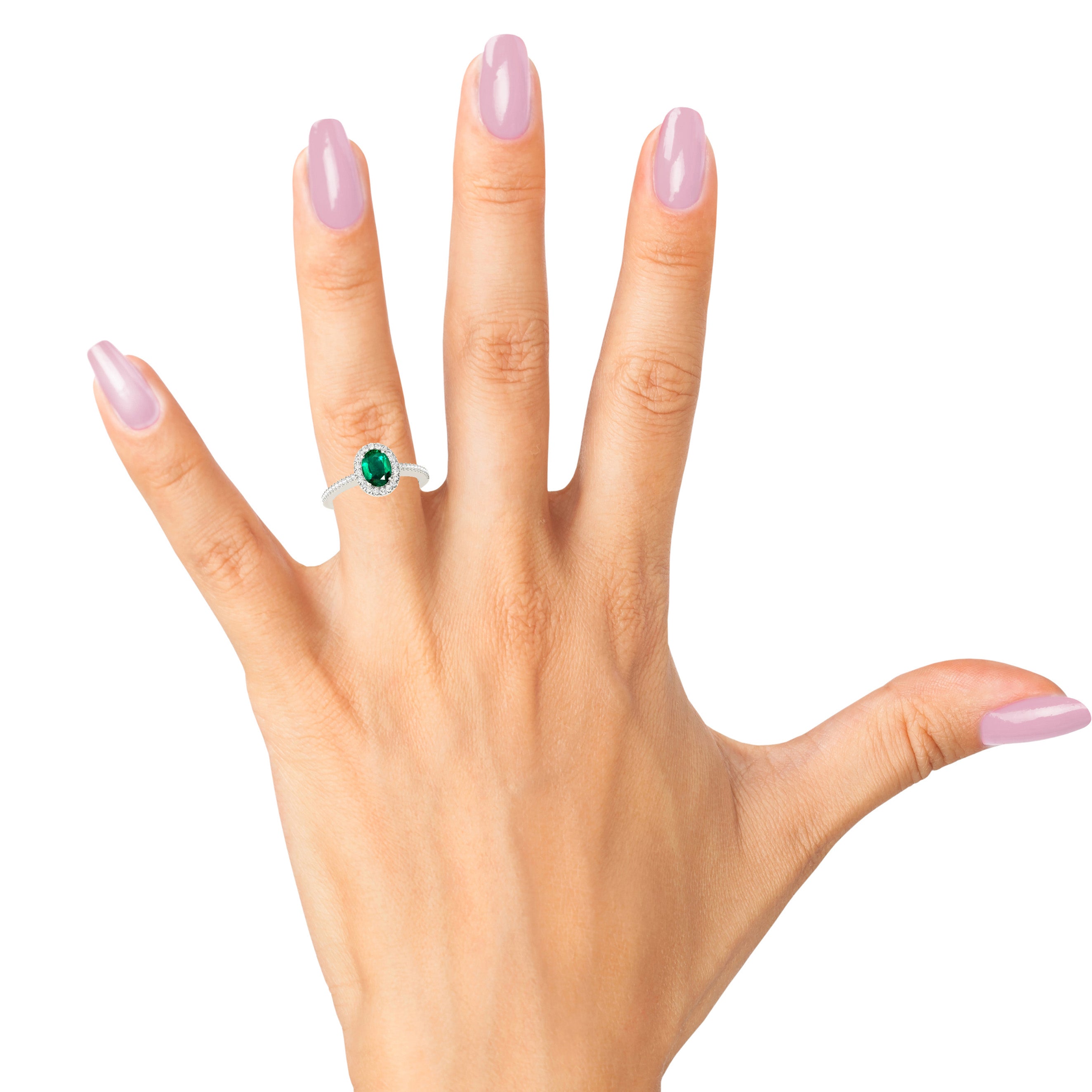 1.00 Carat Genuine Oval Emerald Halo Diamond Ring - Thin Shank for Engagement, Wedding, Anniversary & Special Occasions