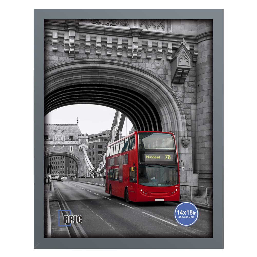 14x18 Solid Wood Poster Frame - Wall Mount Grey Picture Frame for Photos, Artwork & Posters - Perfect for Living Room, Bedroom & Office Decor